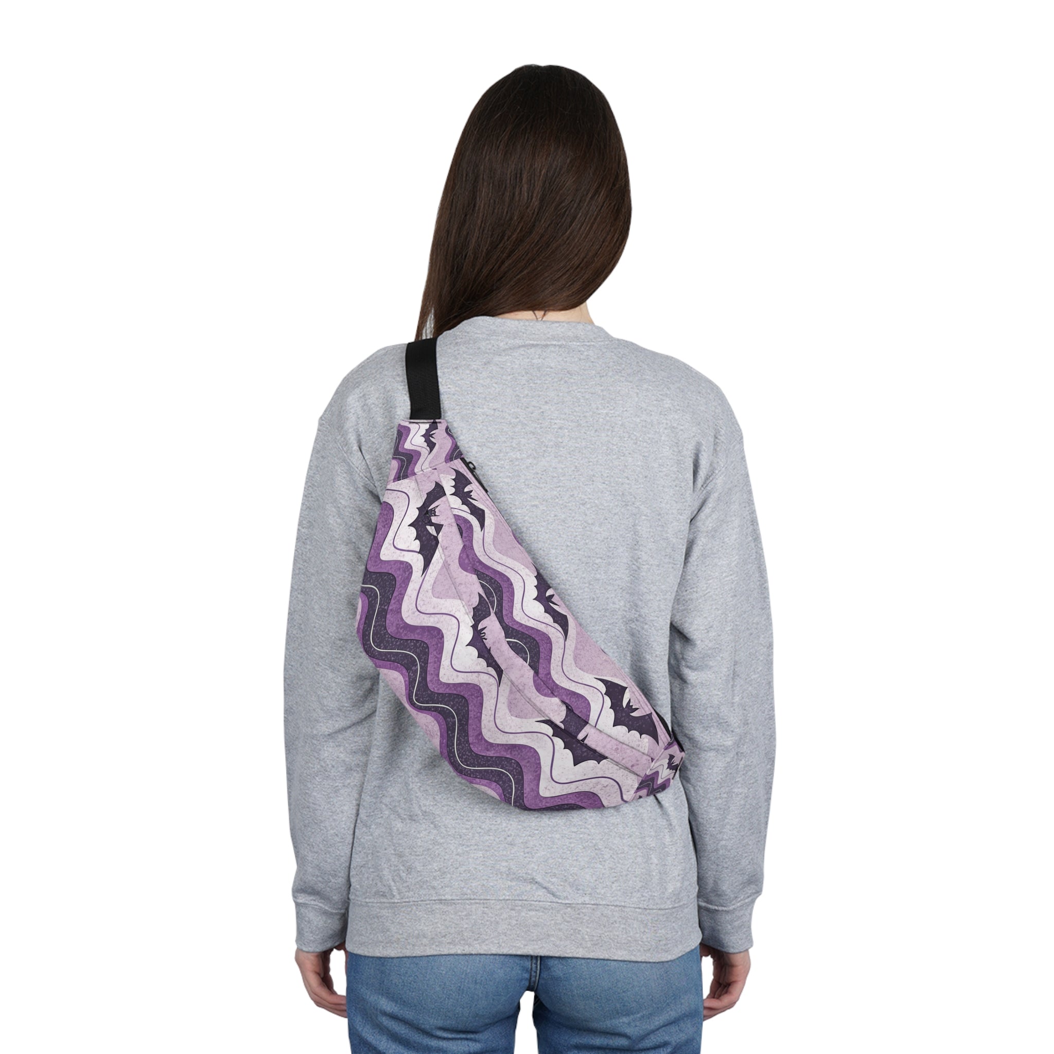 Bat Wave Large Fanny Pack, Artsulli - Art is Long, Life is Short, Bags, , , , , , , 