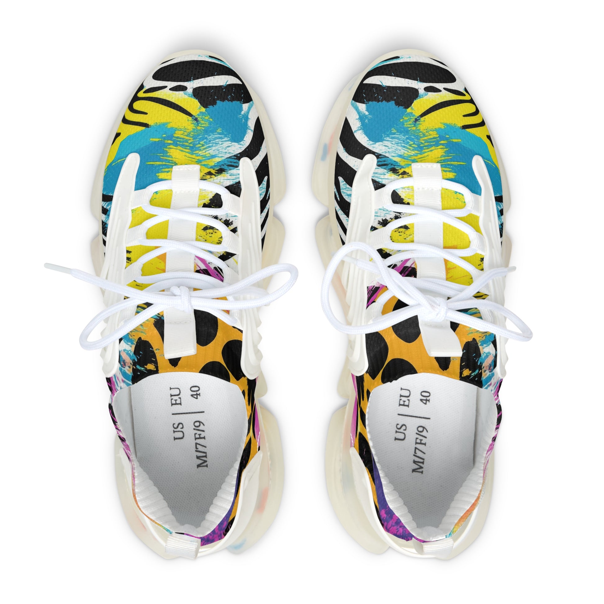 Zebra Stripes x Leopard Print x Paint Splatter Multi-Color Women's Mesh Sneakers, Artsulli - Art is Long, Life is Short, Shoes, , , , , , , 