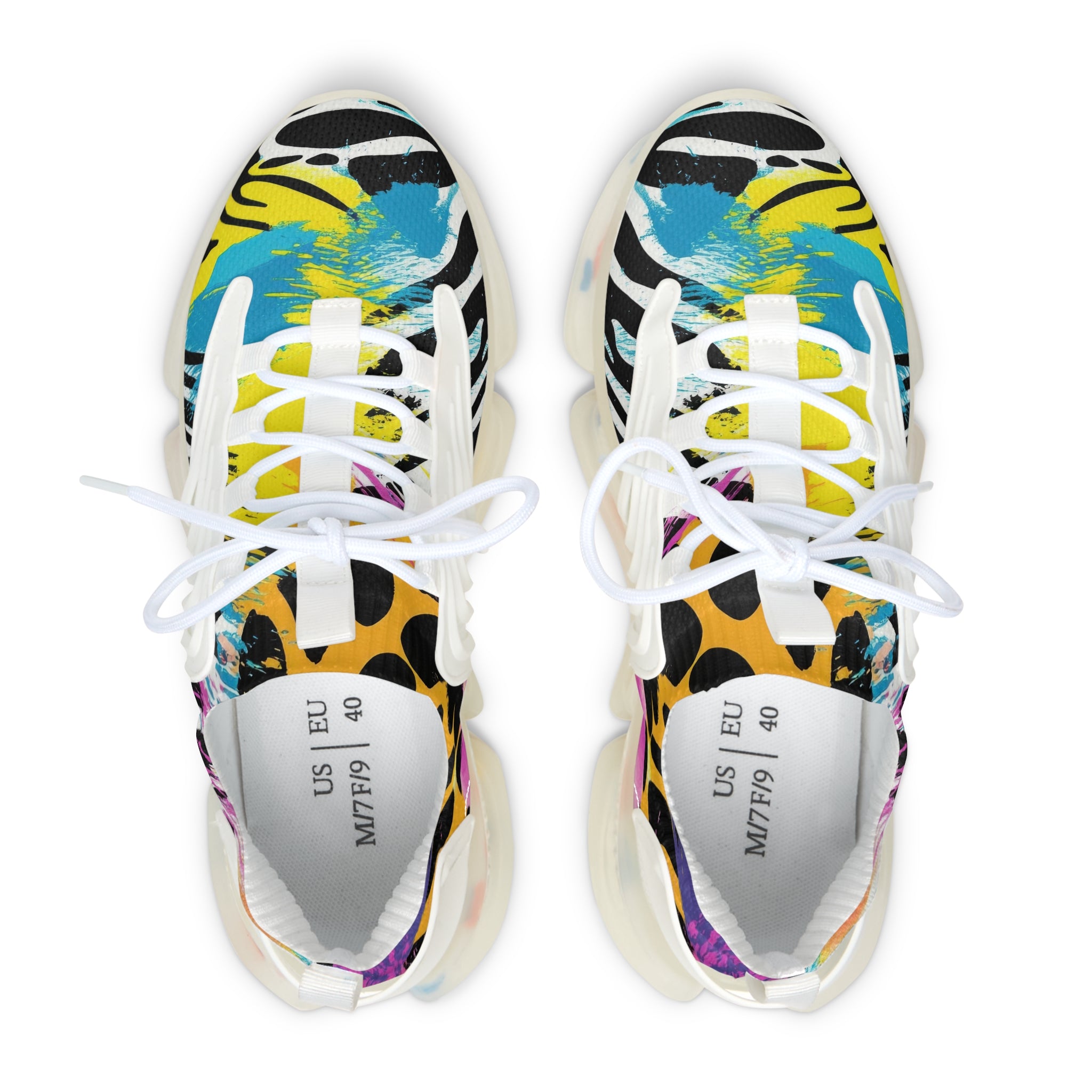 Zebra Stripes x Leopard Print x Paint Splatter Multi-Color Women's Mesh Sneakers, Artsulli - Art is Long, Life is Short, Shoes, , , , , , , 