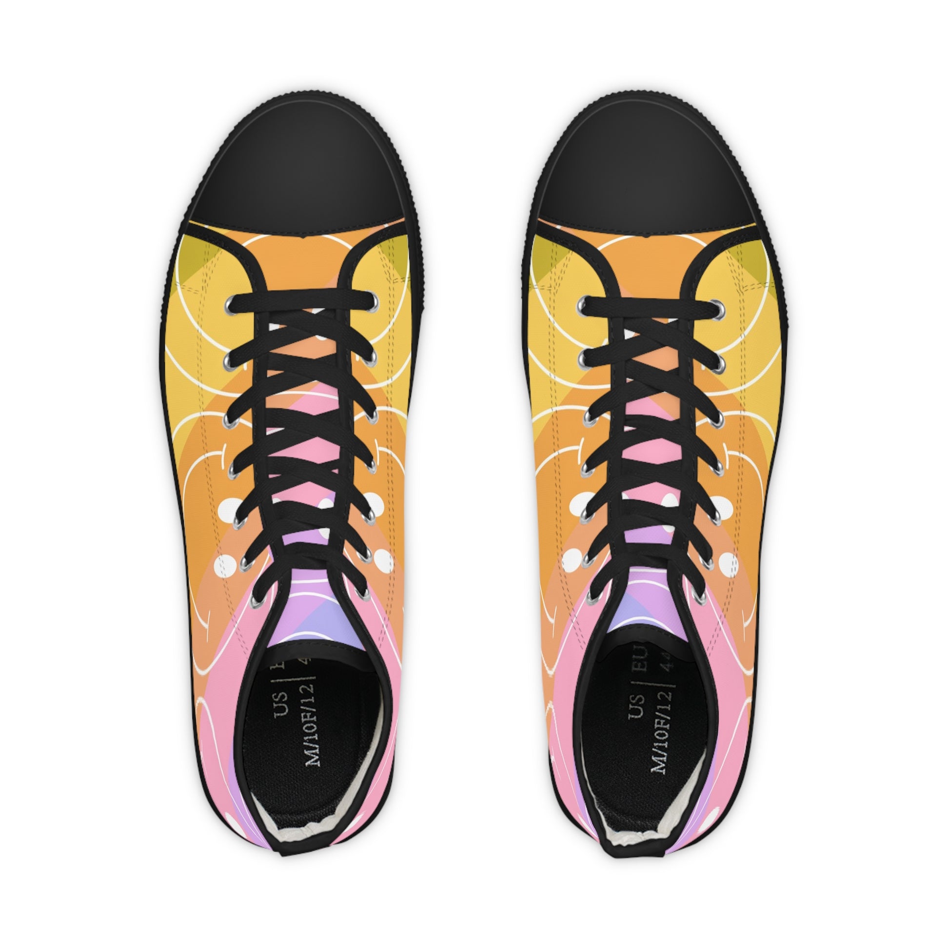Smiley Face x Rainbow Stripes Men's High Top Sneakers, Artsulli - Art is Long, Life is Short, Shoes, , , , , , , 