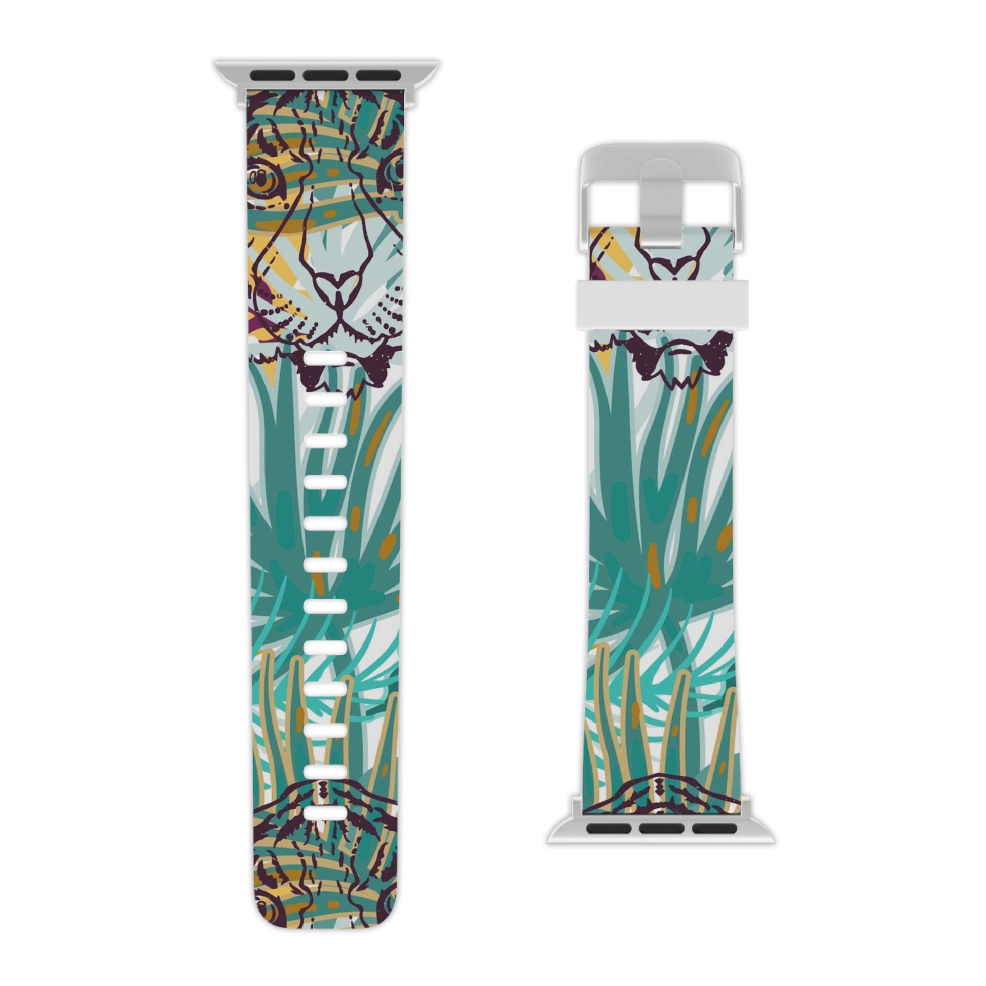 Tropical Jungle Tigers Brown and Green Watch Band for Apple Watch, Artsulli - Art is Long, Life is Short, Accessories, , , , , , , 
