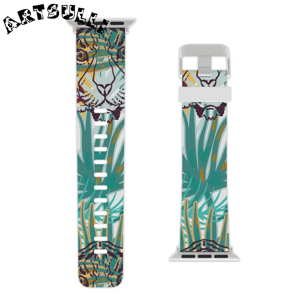 JAKKOUTTHEBXX Tropical Jungle Tigers Brown and Green Watch Band