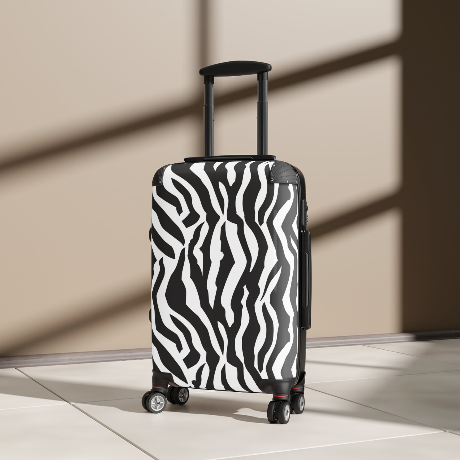Black  White Drag Zebra Fabric Suitcase, Artsulli - Art is Long, Life is Short, Bags, , , , , , , 