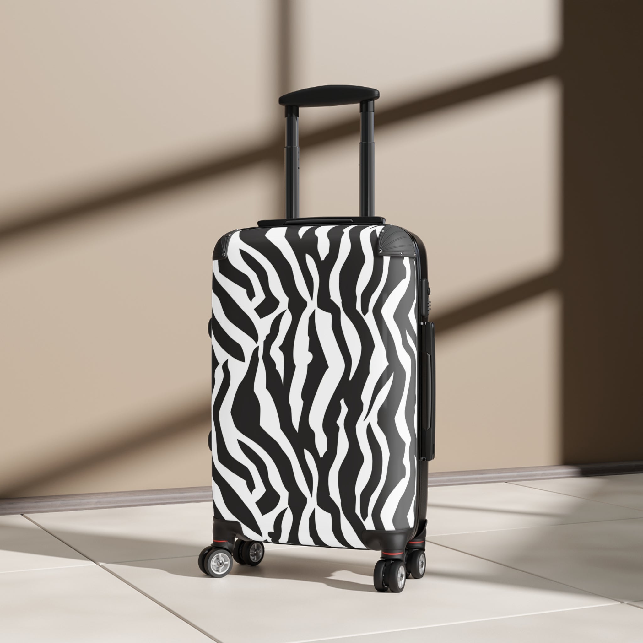 Black  White Drag Zebra Fabric Suitcase, Artsulli - Art is Long, Life is Short, Bags, , , , , , , 