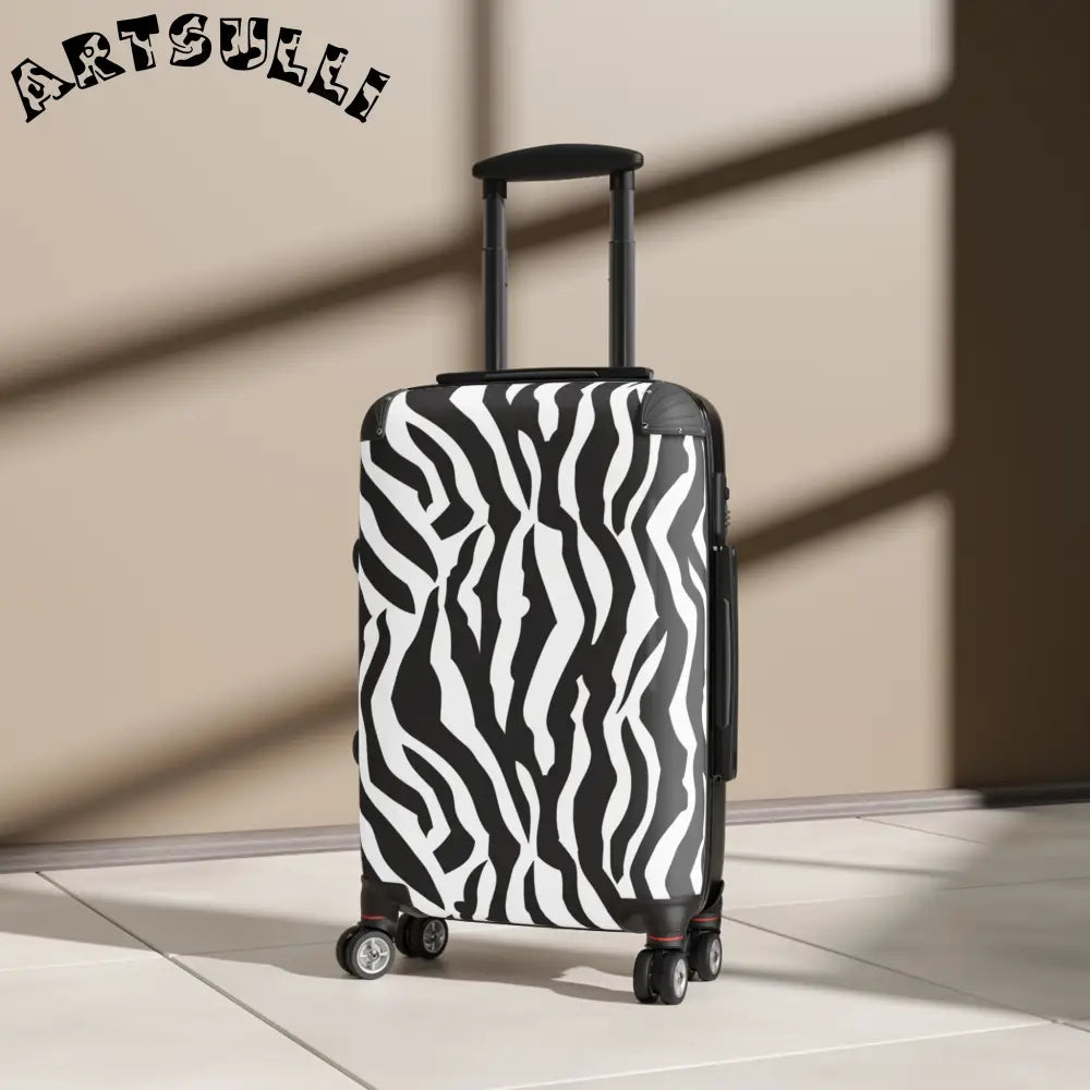 JAKKOUTTHEBXX Black and White Zebra Print Spinner Suitcase