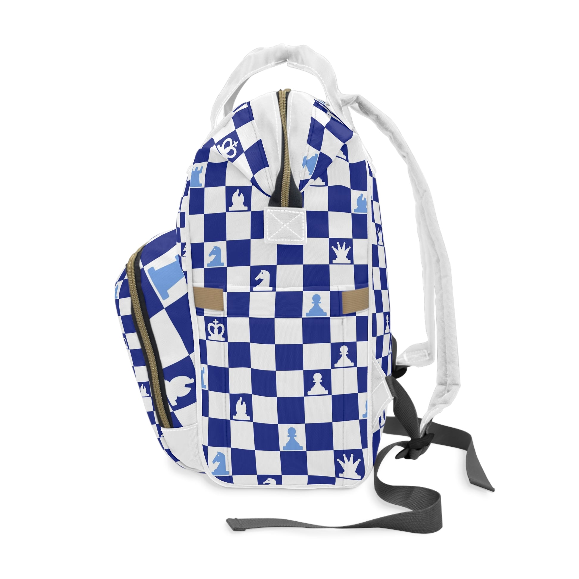 Chessboard II Navy Blue Multifunctional Diaper Backpack, Artsulli - Art is Long, Life is Short, Bags, , , , , , , 