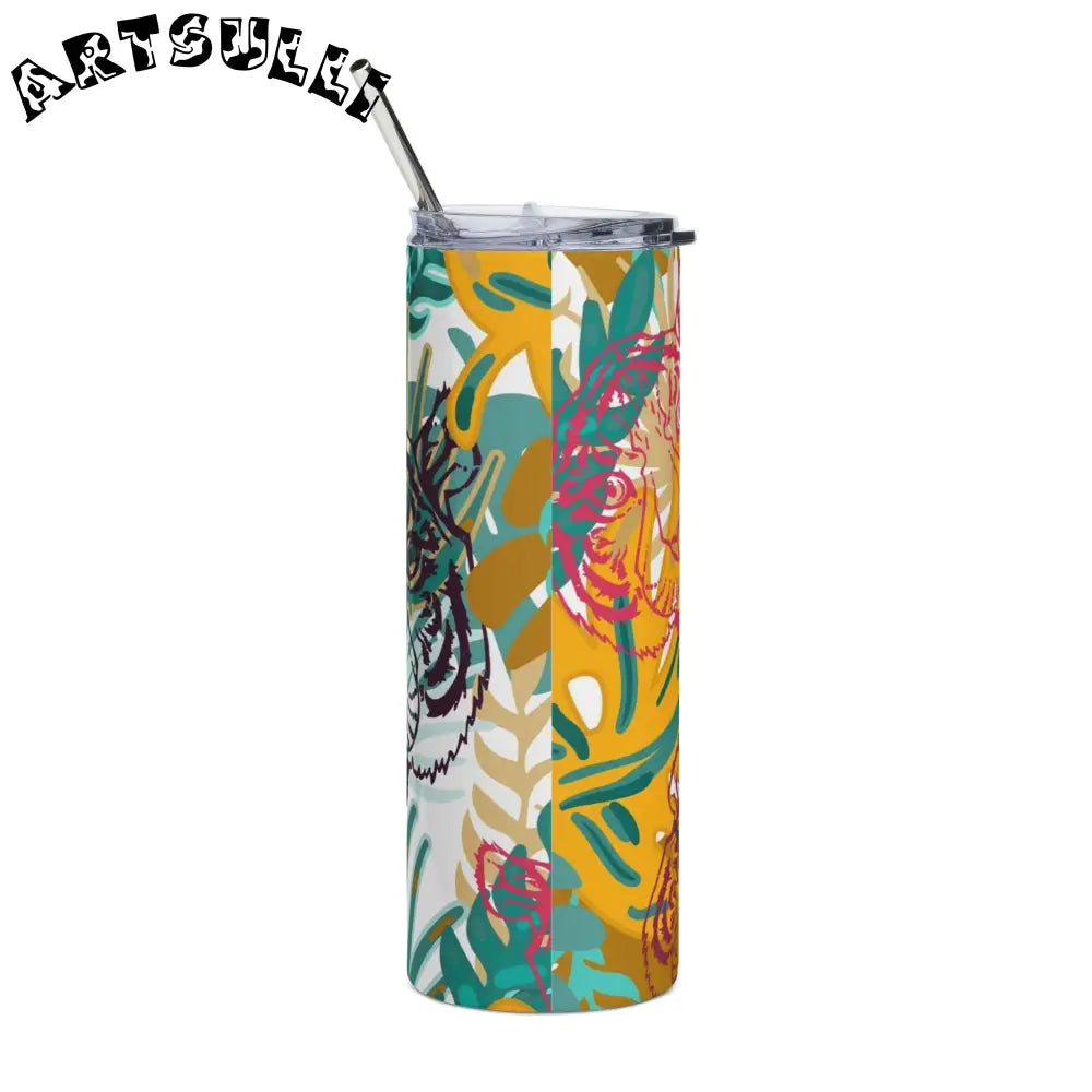 JAKKOUTTHEBXX Tropical Jungle Tigers Brown and Green Stainless Steel