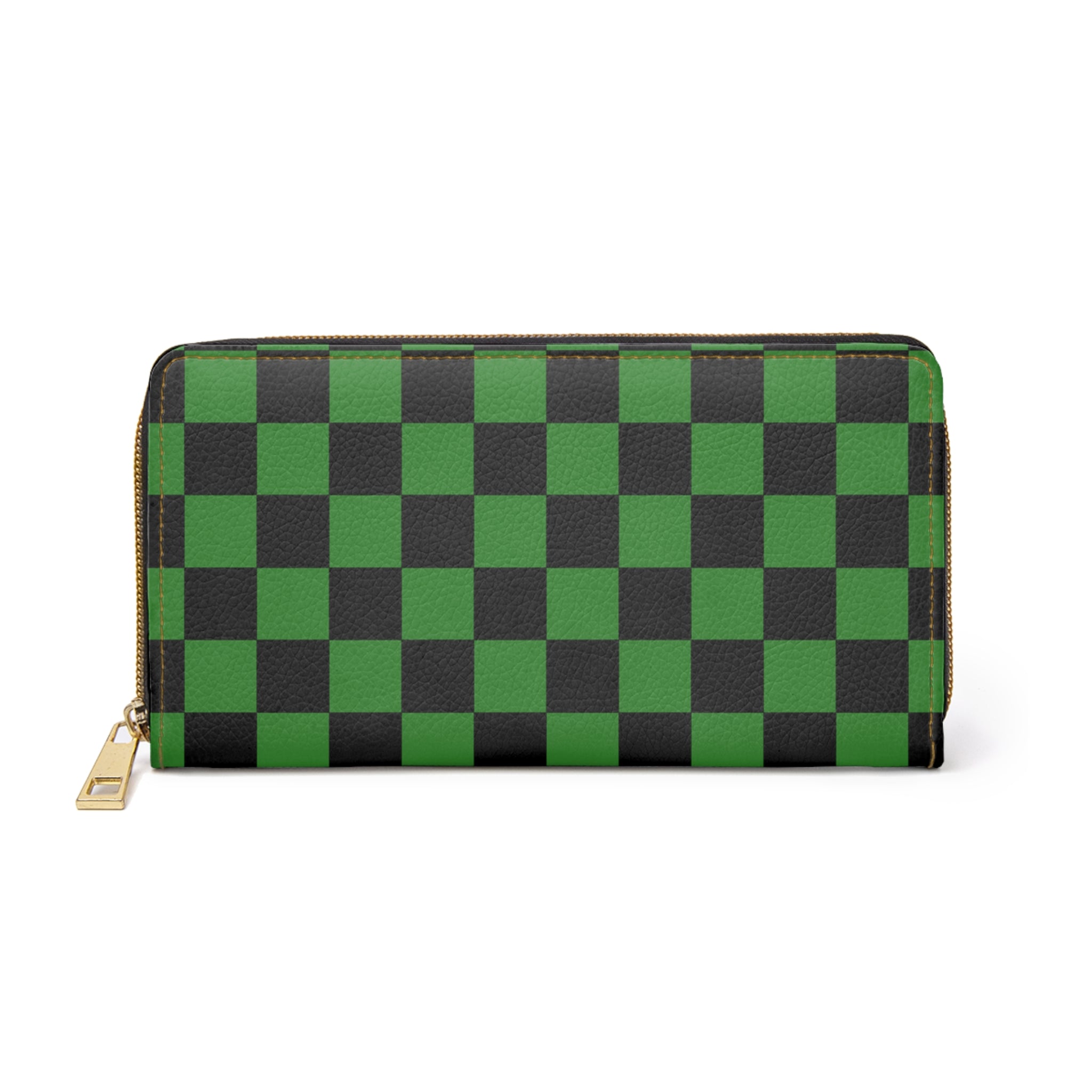 Checkerboard Green and Black Zipper Wallet, Artsulli - Art is Long, Life is Short, Accessories, Size, One size, Color, White, , , 17853183948428811890