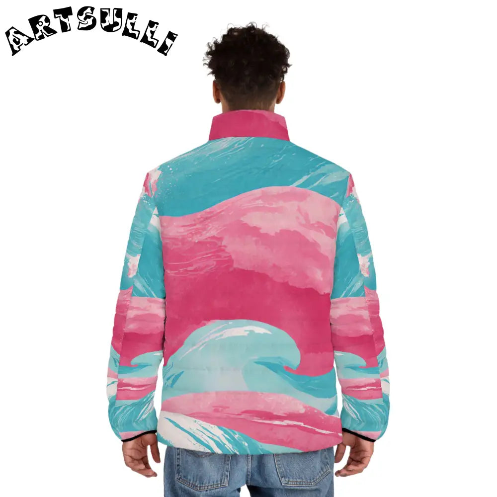 JAKKOUTTHEBXX The Great Pastelwave Pink and Blue Men’s Puffer Jacket
