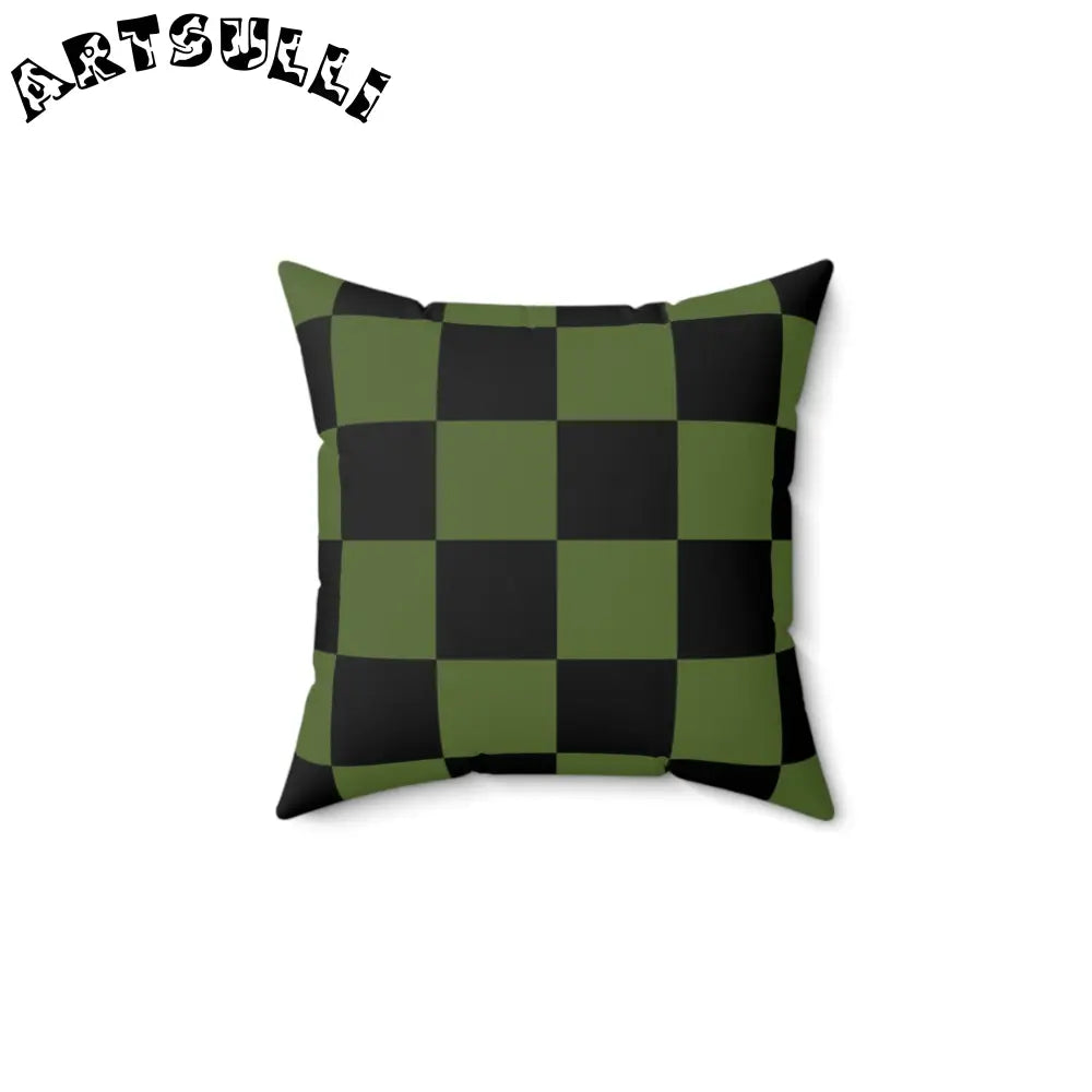 JAKKOUTTHEBXX Checkerboard Olive Green and Black Spun Polyester