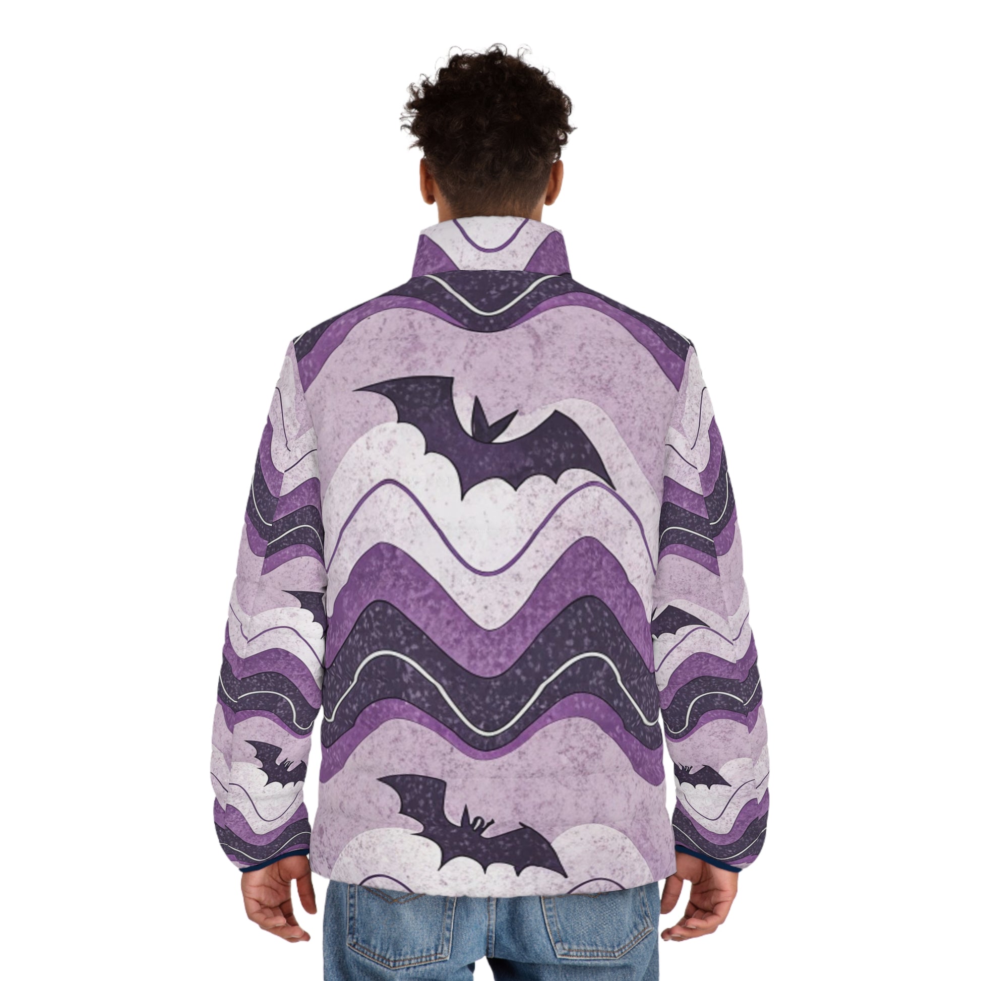 Bat Wave Men's Puffer Jacket (AOP), Artsulli - Art is Long, Life is Short, All Over Prints, , , , , , , 
