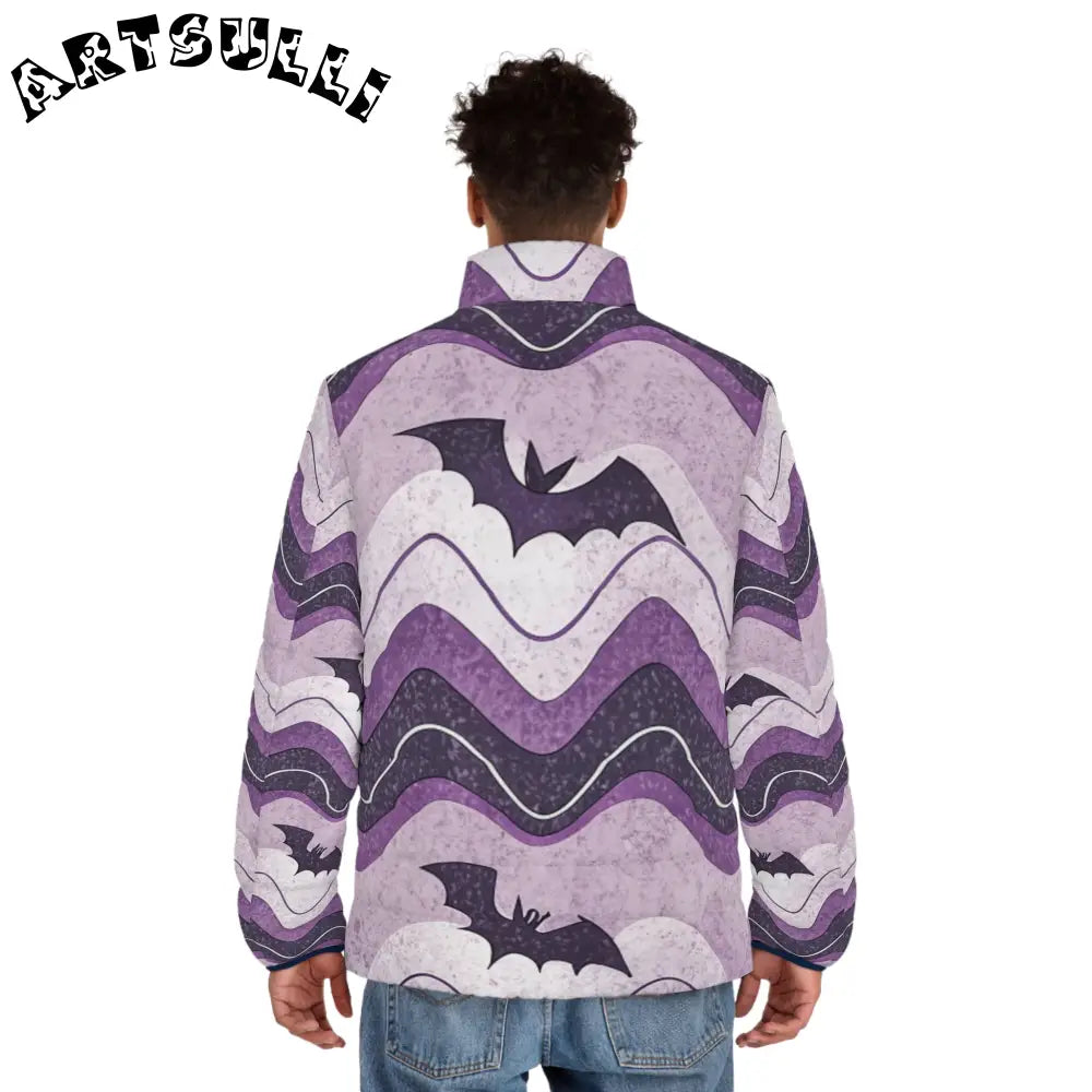 JAKKOUTTHEBXX Bat Wave Men’s Puffer Jacket (AOP) JAKKOUTTHEBXX