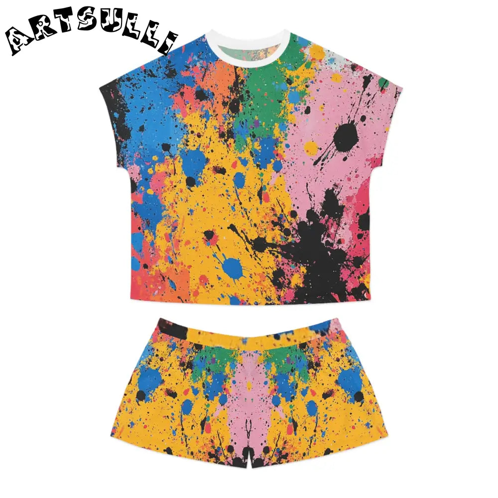 JAKKOUTTHEBXX The Colors Of Paint Splatter Women’s Short Pajama Set