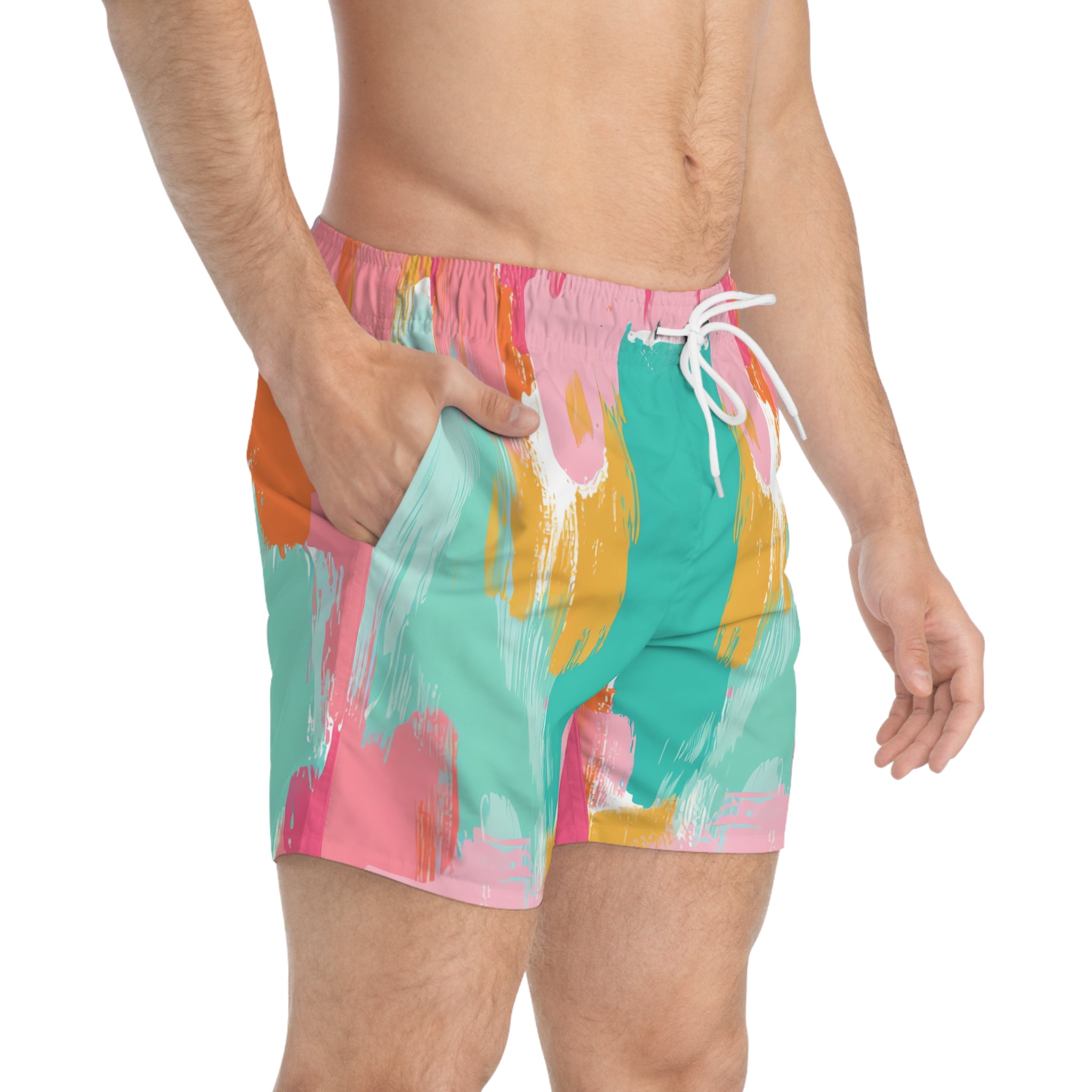 Preppy Pixel II Bloom Swim Trunks (AOP), Artsulli - Art is Long, Life is Short, All Over Prints, , , , , , , 