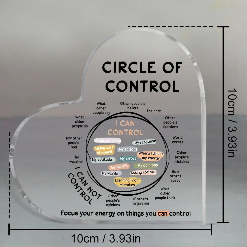 Acrylic Circle of Sign for Mental Health Awareness - Focus Energy on Controllable Factors Party Supplies, Art Craft Ornament ﻿