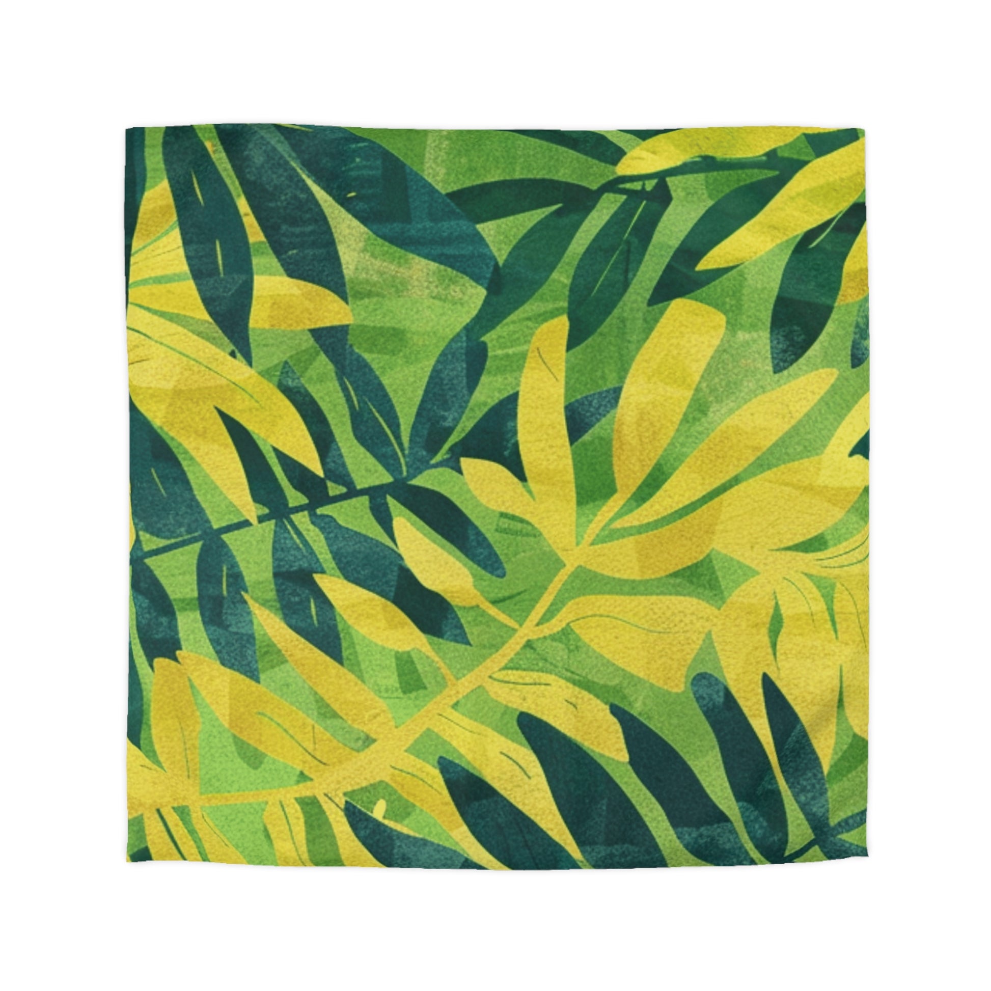 Green Leaf x Yellow Leaf x Tropical x Jungle Microfiber Duvet Cover, Artsulli - Art is Long, Life is Short, Home Decor, Size, Queen, Color, Cream, , , 43694288303446246150
