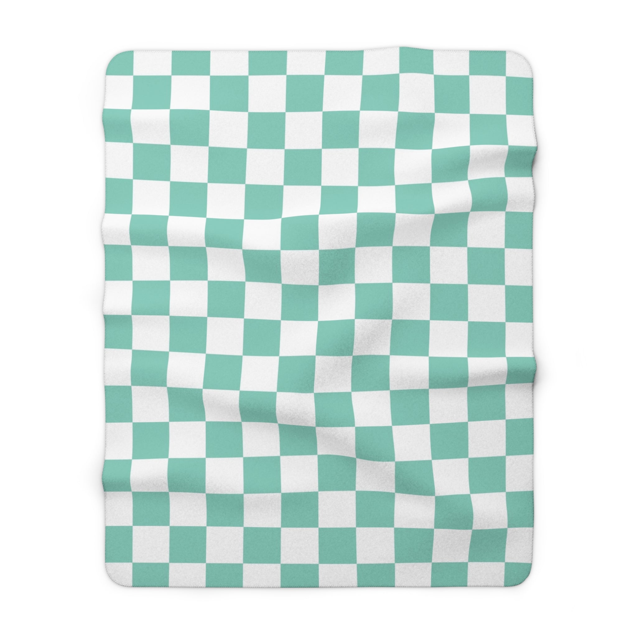 Checkerboard Light Green Sherpa Fleece Blanket, Artsulli - Art is Long, Life is Short, Home Decor, Size, 60" × 80", , , , , 25742756241503242934