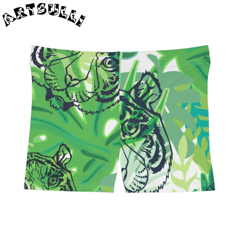 JAKKOUTTHEBXX Tropical Jungle Tigers Green Women’s Shorts (AOP)