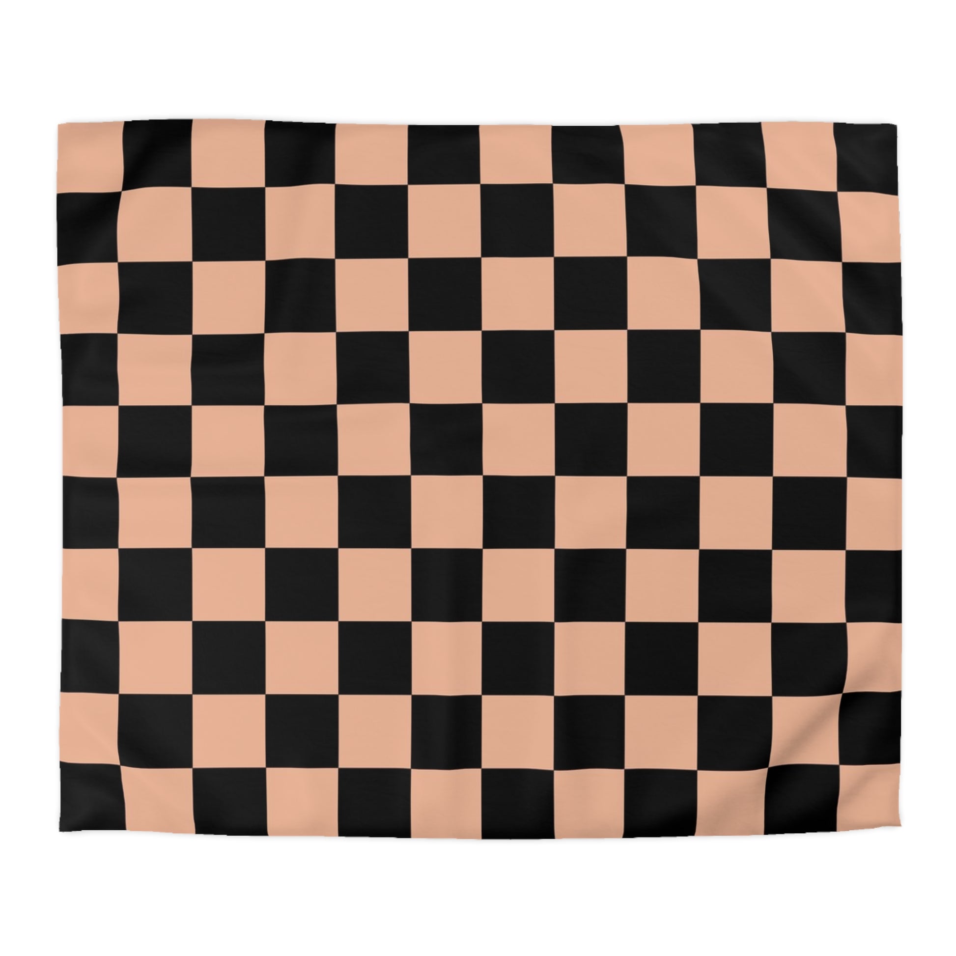 Checkerboard Soft Orange and Black Microfiber Duvet Cover, Artsulli - Art is Long, Life is Short, Home Decor, Size, King, Color, White, , , 65556399649948213022