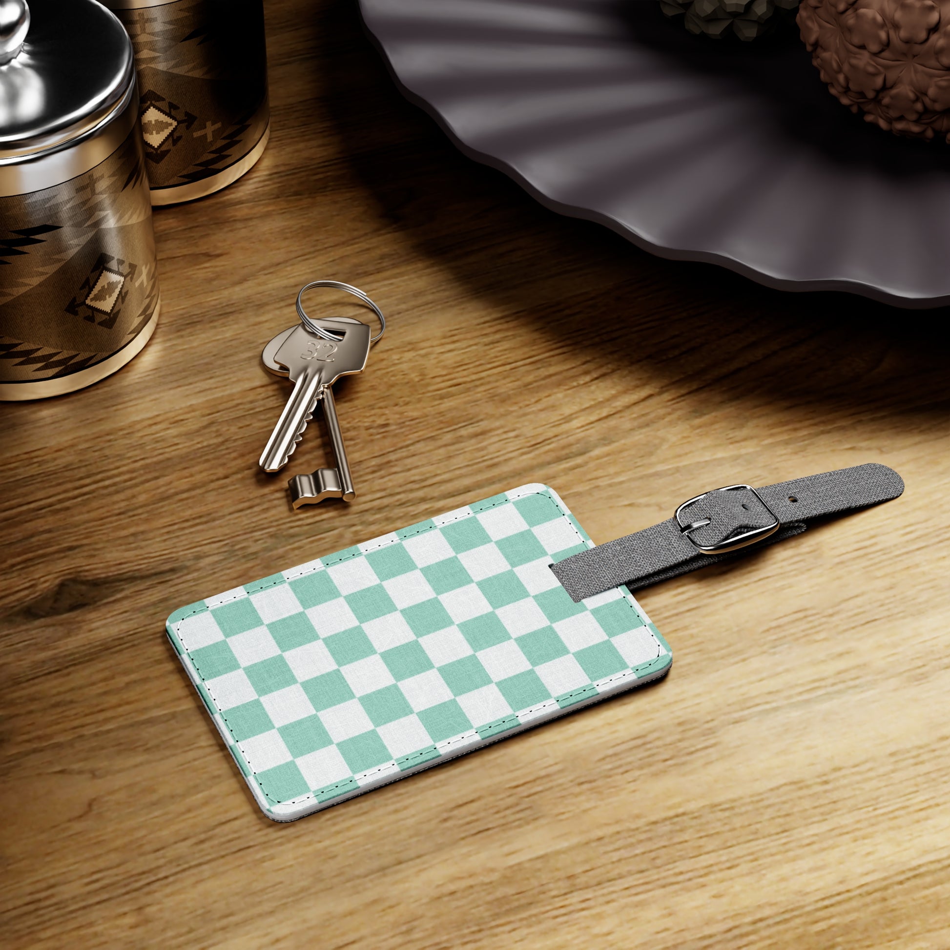 Chessboard Saffiano Polyester Luggage Tag, Rectangle, Artsulli - Art is Long, Life is Short, Accessories, , , , , , , 