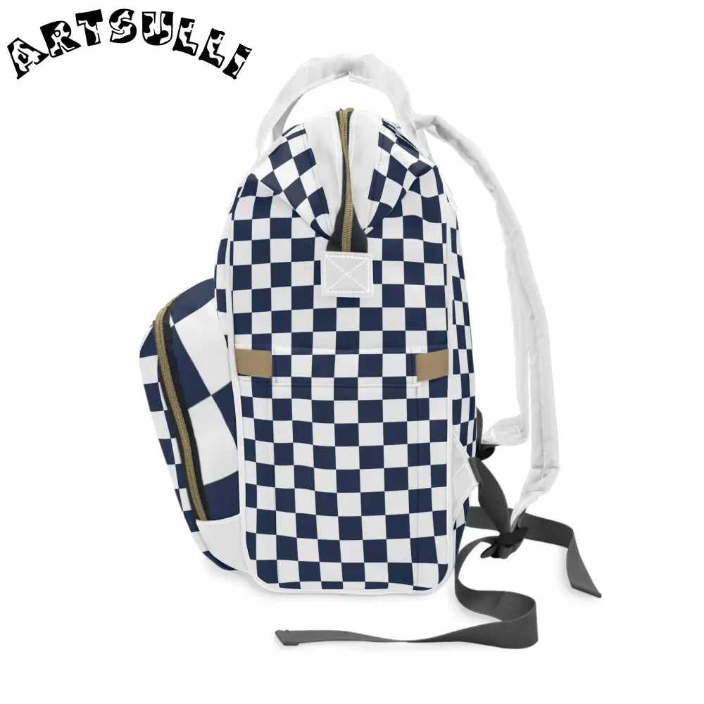 JAKKOUTTHEBXX Checkerboard White and Navy Blue Multifunctional