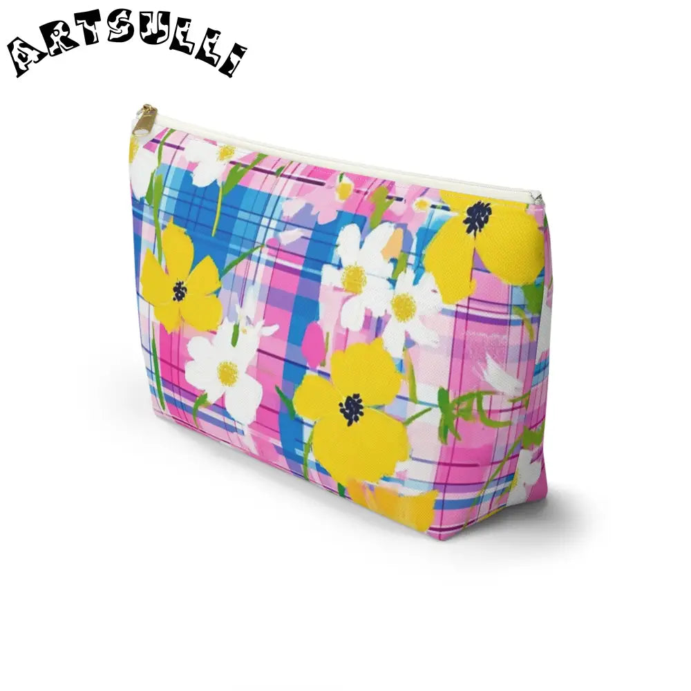 JAKKOUTTHEBXX Plaid Garden Pink and Purple Accessory Pouch w