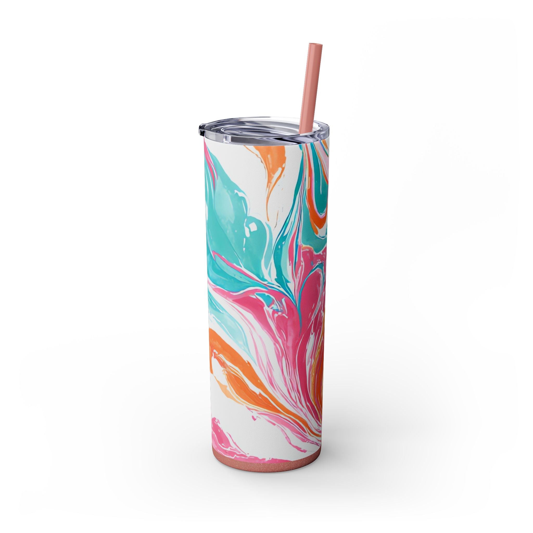 Liquid Pastel Spill Multi-Color Skinny Tumbler with Straw, 20oz, Artsulli - Art is Long, Life is Short, Mug, , , , , , , 