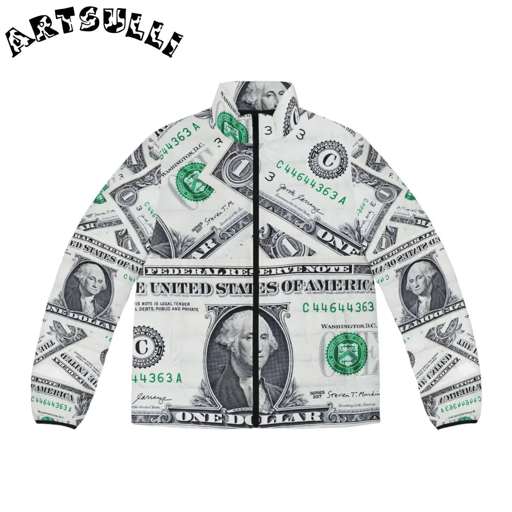 JAKKOUTTHEBXX Dollar Bill Print Puffer Jacket 2025