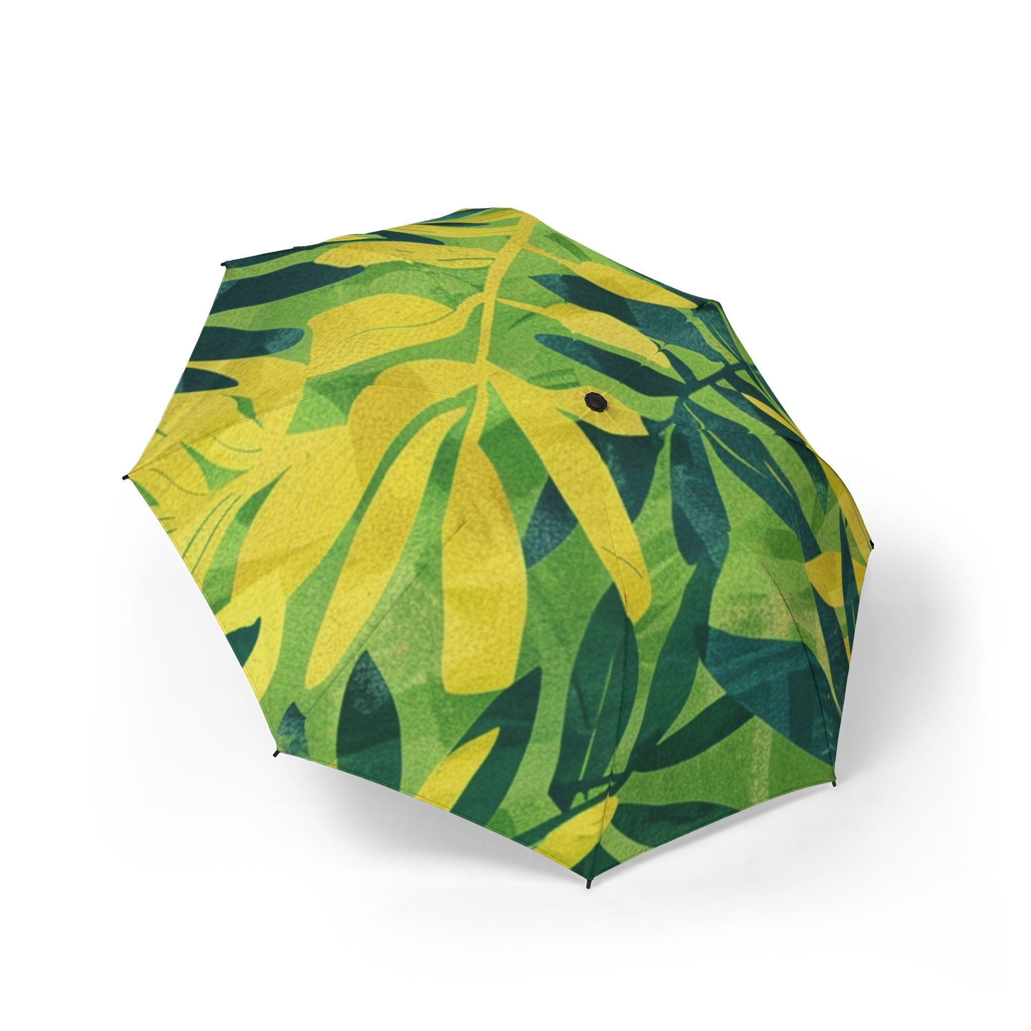 Green Leaf x Yellow Leaf x Tropical x Jungle Semi-Automatic Foldable Umbrella, Artsulli - Art is Long, Life is Short, Accessories, Size, One size, , , , , 12854182713126516454
