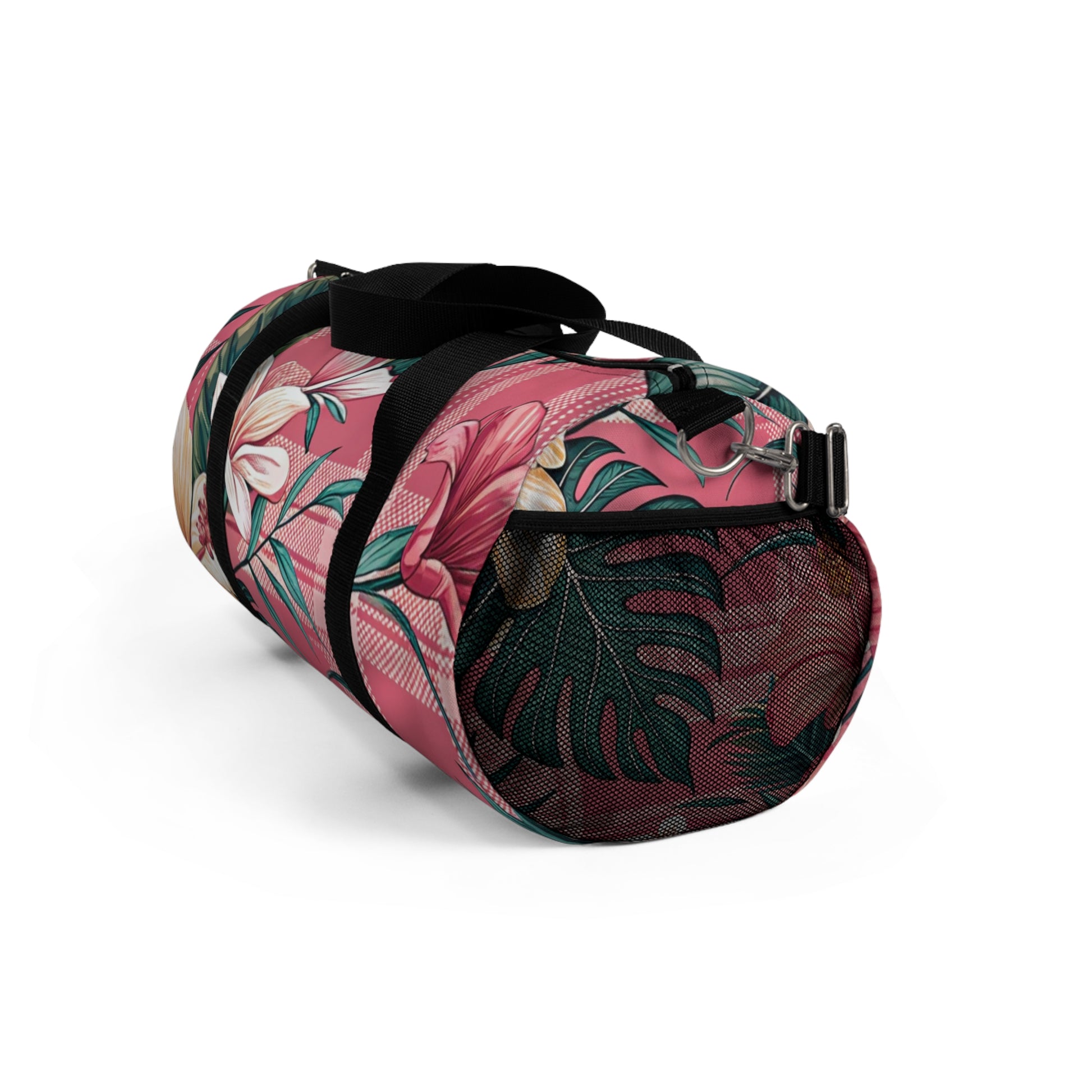 Plaid x Floral Burgundy and Green Duffel Bag, Artsulli - Art is Long, Life is Short, Bags, , , , , , , 