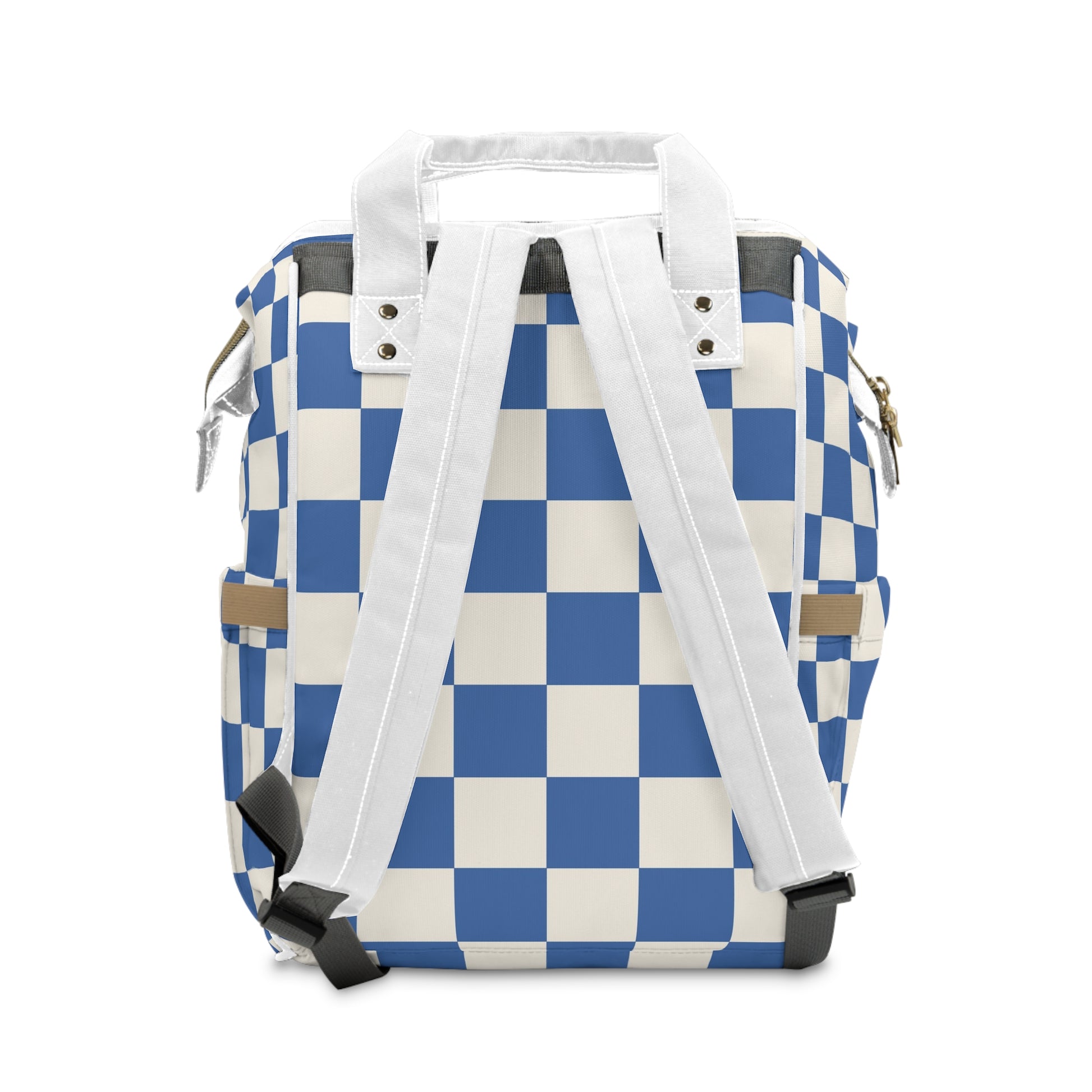 Checkerboard Blue Multifunctional Diaper Backpack, Artsulli - Art is Long, Life is Short, Bags, , , , , , , 