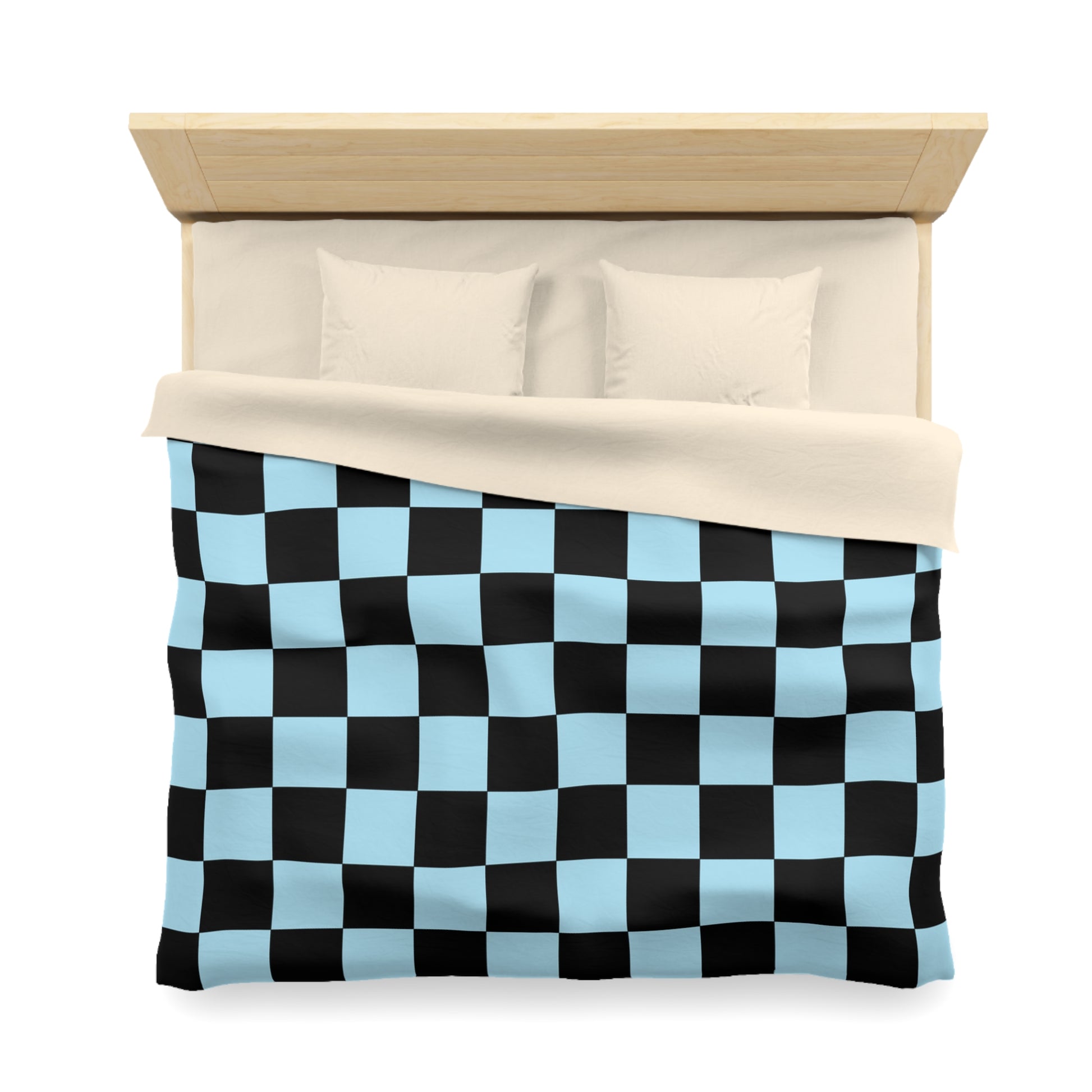 Checkerboard Black and Blue Microfiber Duvet Cover, Artsulli - Art is Long, Life is Short, Home Decor, , , , , , , 