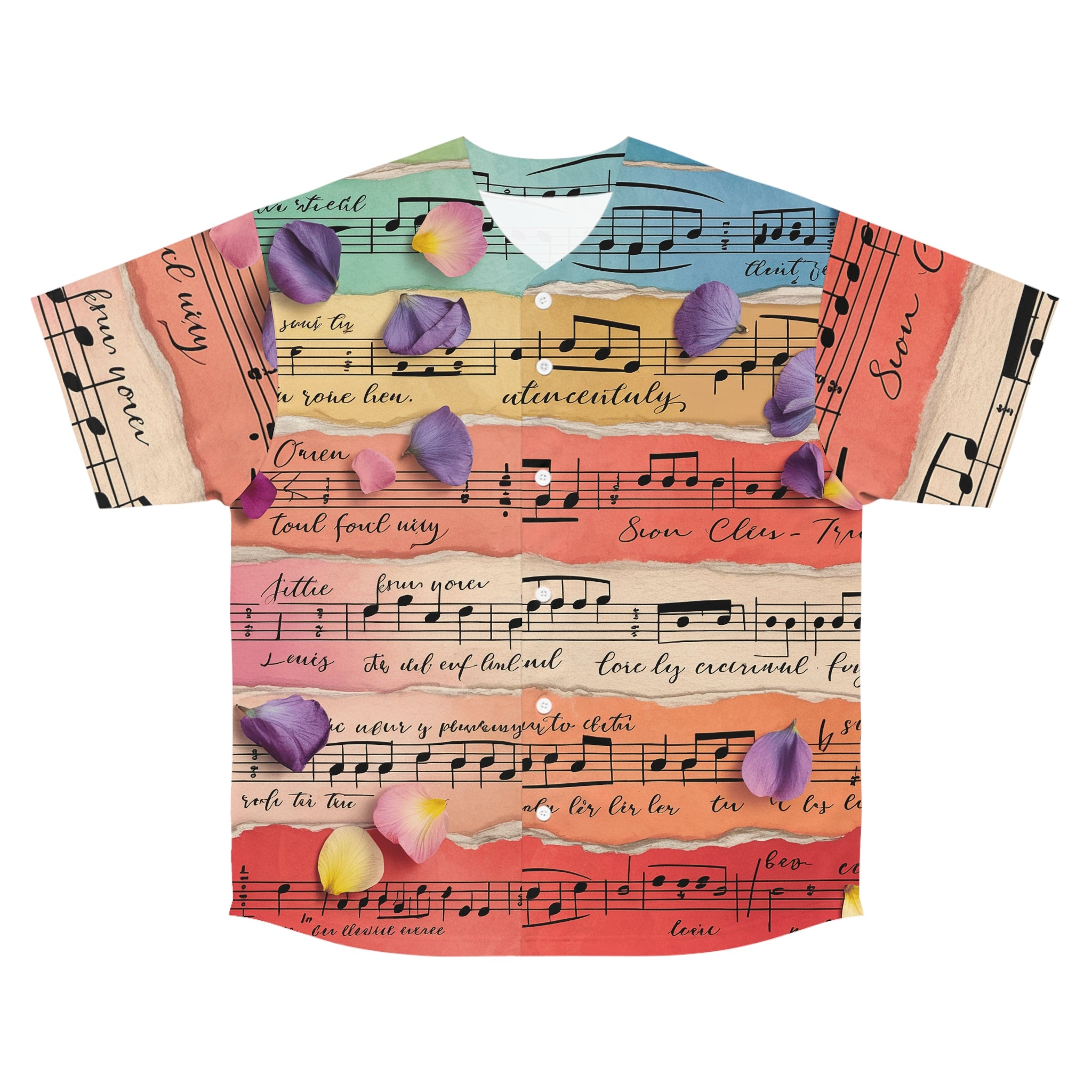 Torn Type Beat Sheet Music Multi-Color Men's Baseball Jersey (AOP), Artsulli - Art is Long, Life is Short, All Over Prints, Size, S, Color, Seam thread color automatically matched to design, , , 10563168896597884755