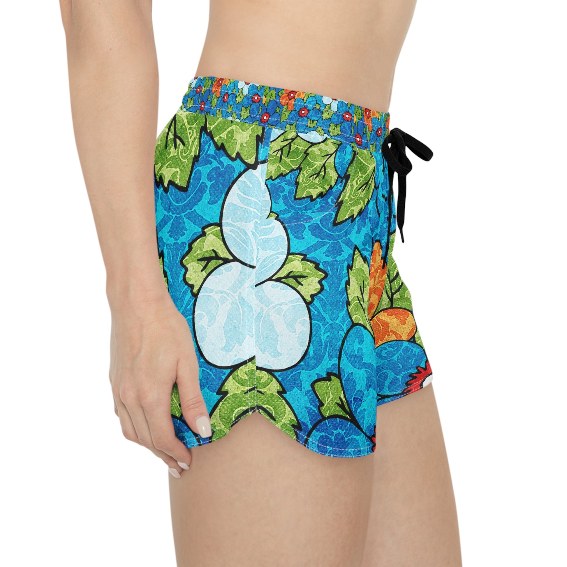 Blue Orange Groovy II Women's Casual Shorts (AOP), Artsulli - Art is Long, Life is Short, All Over Prints, , , , , , , 