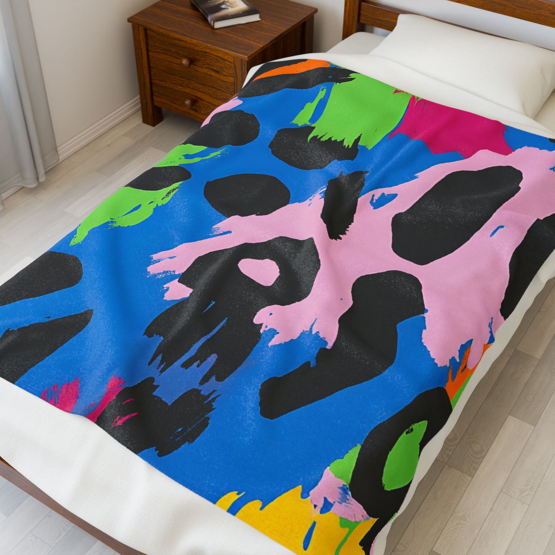 90s Neon Velveteen Plush Blanket, Artsulli - Art is Long, Life is Short, All Over Prints, , , , , , , 