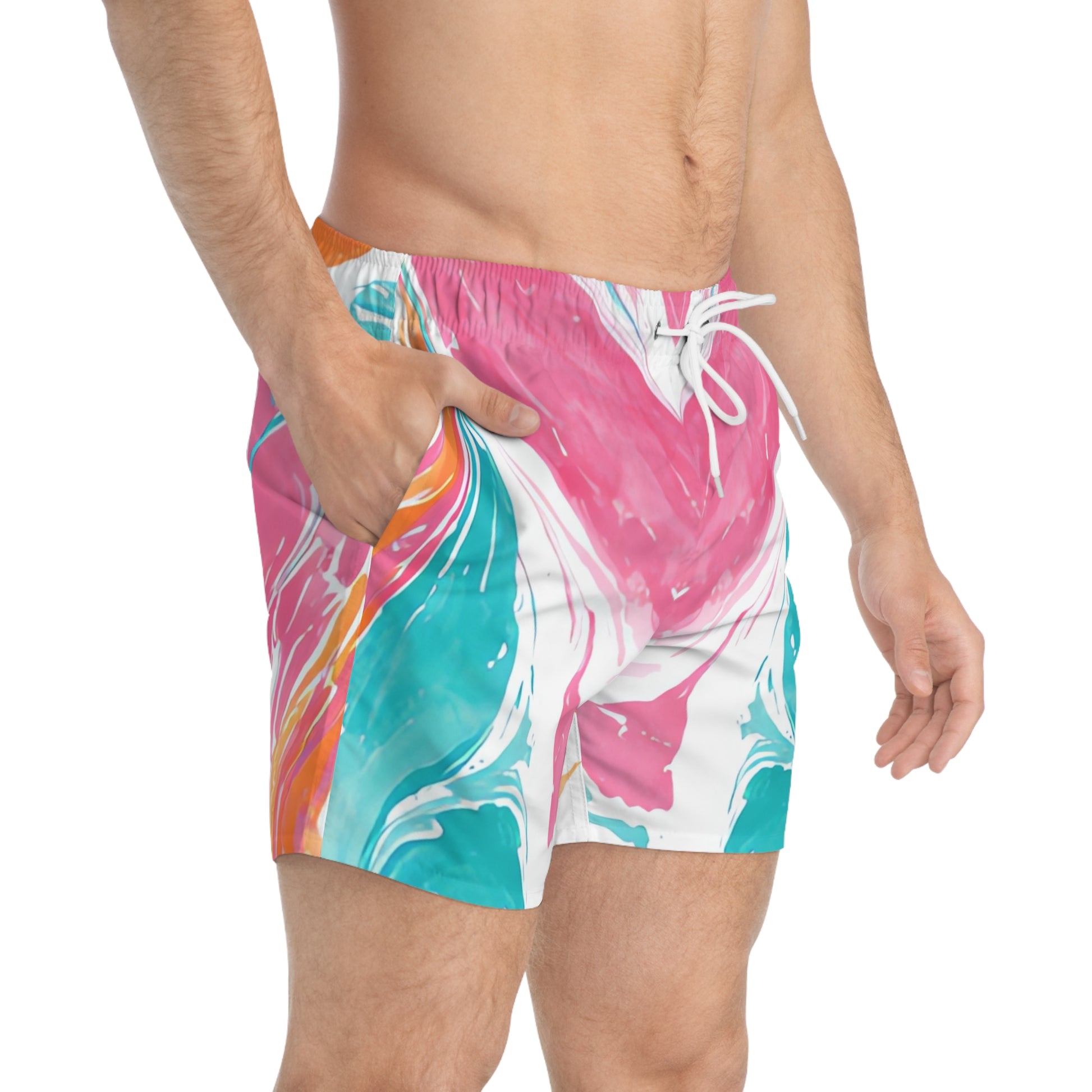 Liquid Pastel Spill Multi-Color Swim Trunks (AOP), Artsulli - Art is Long, Life is Short, All Over Prints, , , , , , , 