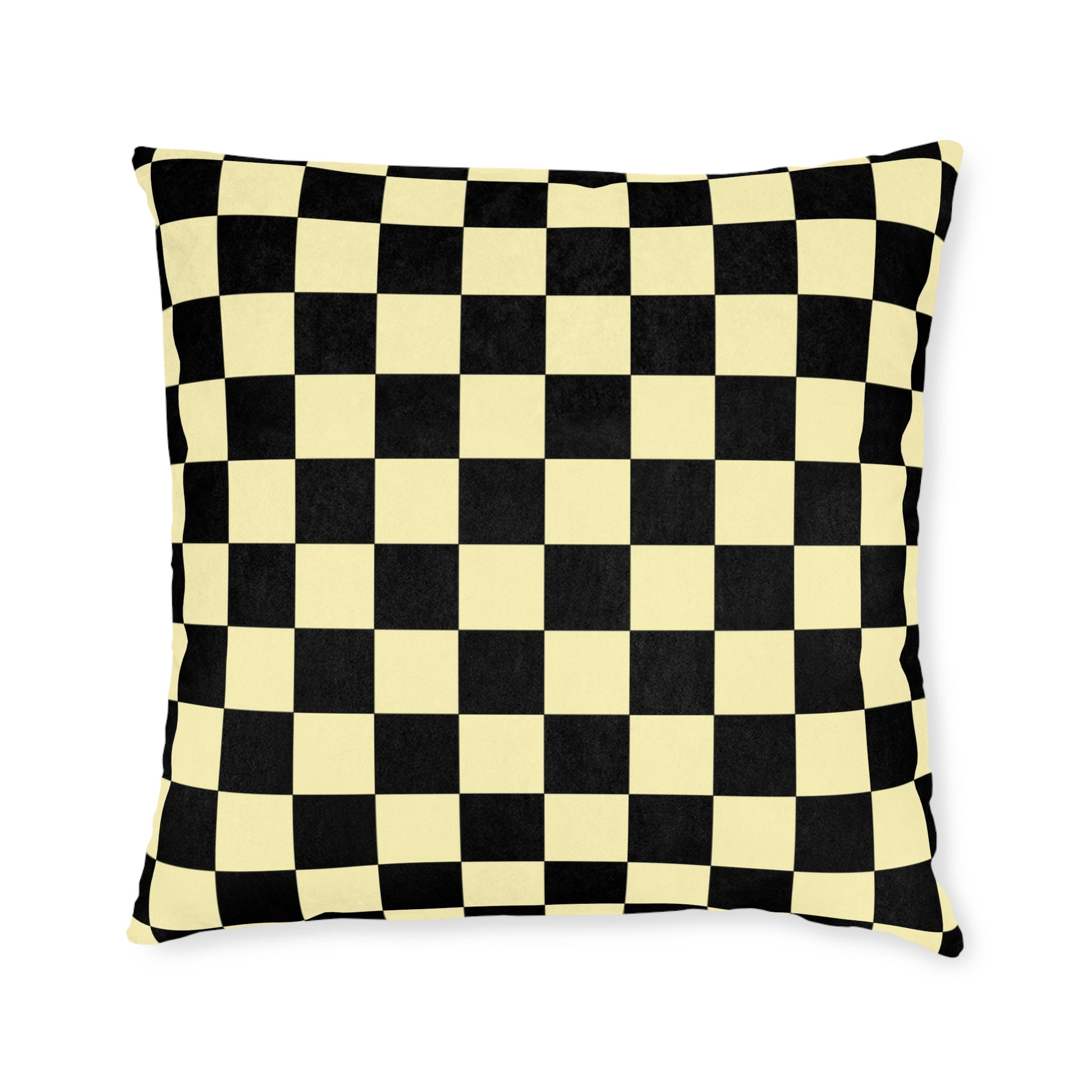 Checkerboard Black and Yellow Square Pillow, Artsulli - Art is Long, Life is Short, Home Decor, Size, 22" × 22", , , , , 16282022360573528070