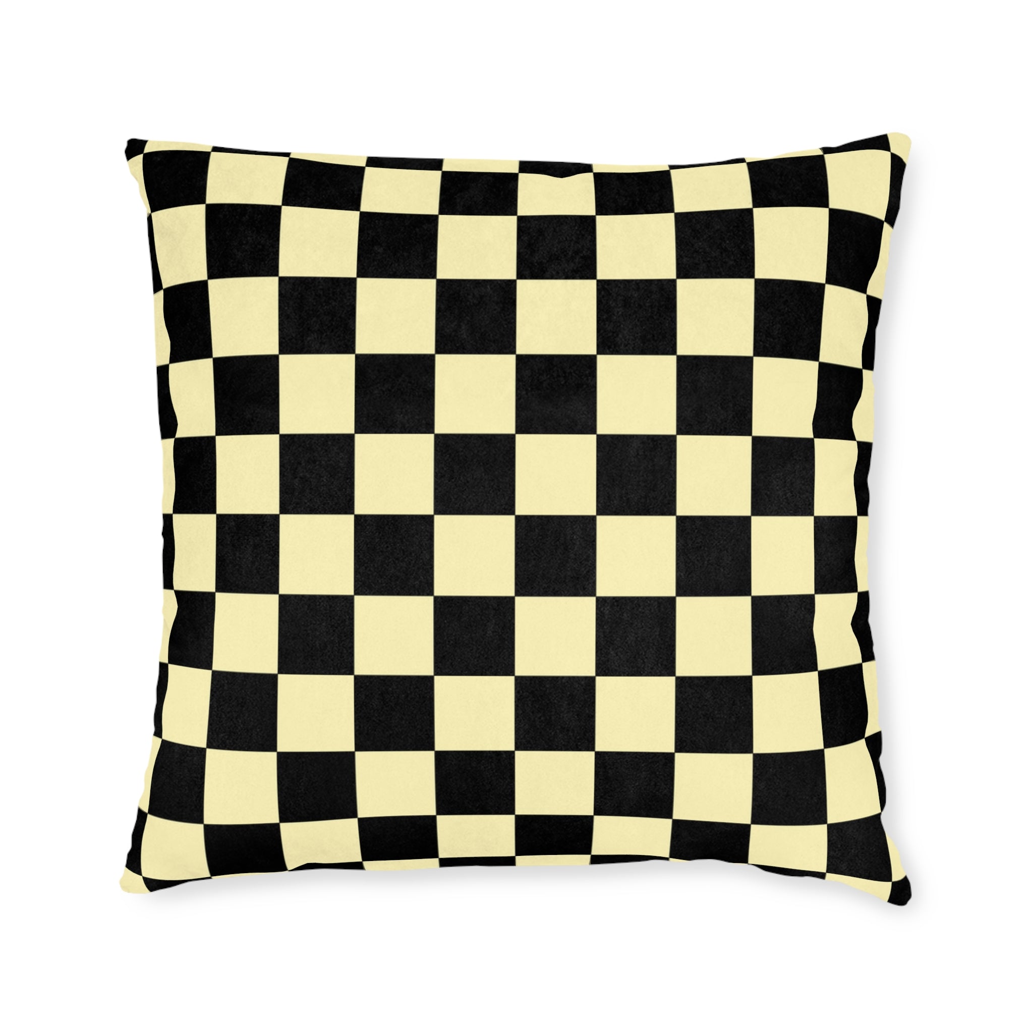 Checkerboard Black and Yellow Square Pillow, Artsulli - Art is Long, Life is Short, Home Decor, Size, 22" × 22", , , , , 16282022360573528070