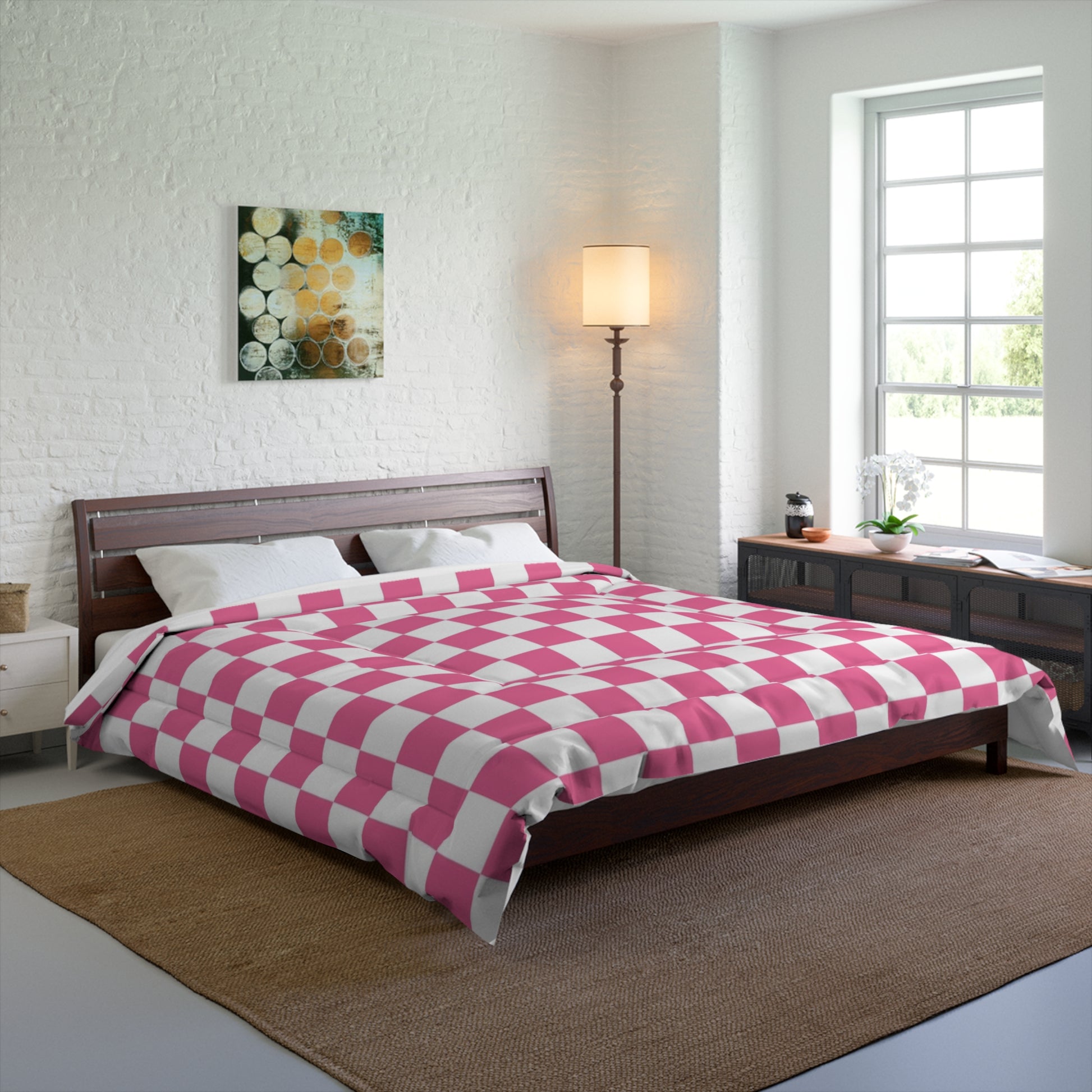 Yuyushiki Pink Check Comforter, Artsulli - Art is Long, Life is Short, Home Decor, , , , , , , 