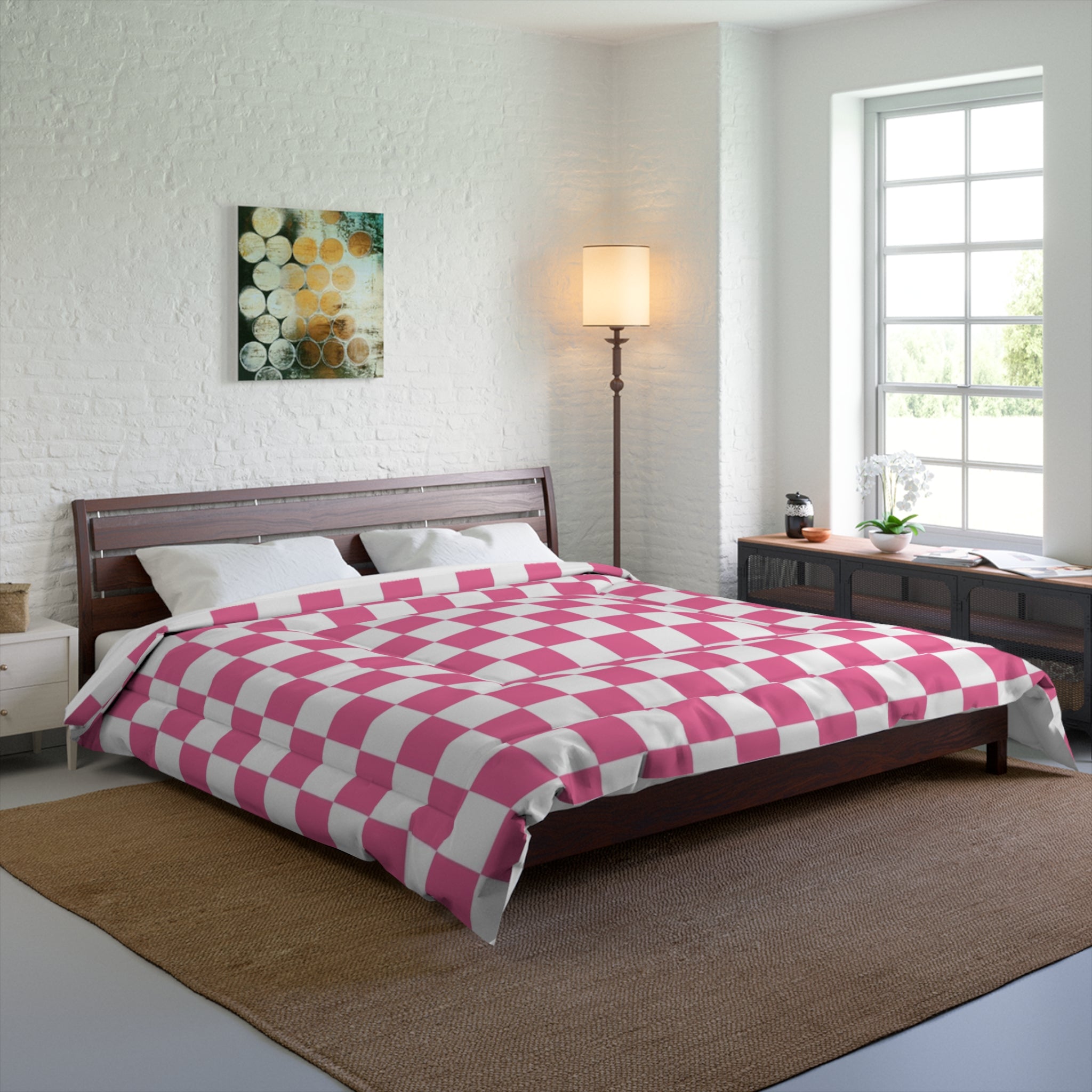 Yuyushiki Pink Check Comforter, Artsulli - Art is Long, Life is Short, Home Decor, , , , , , , 