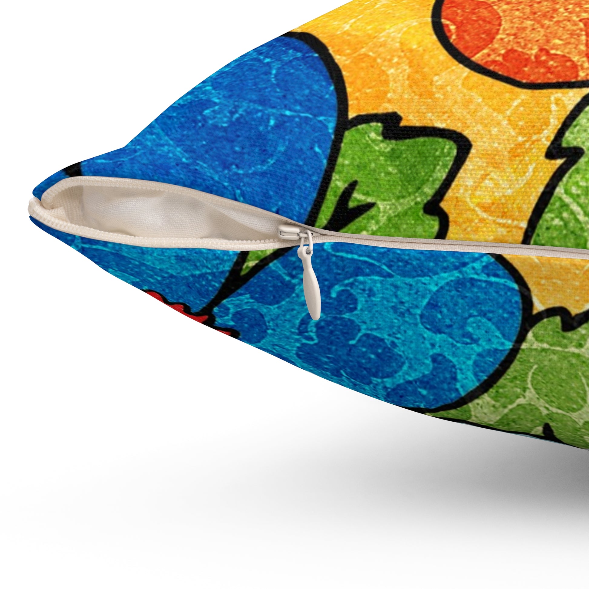 Groovy Yellow Floral Kl Spun Polyester Square Pillow, Artsulli - Art is Long, Life is Short, Home Decor, , , , , , , 