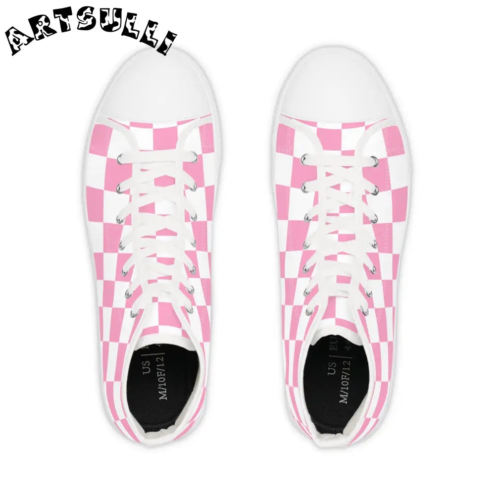 JAKKOUTTHEBXX Checkerboard Hot Pink and White Men’s High Top