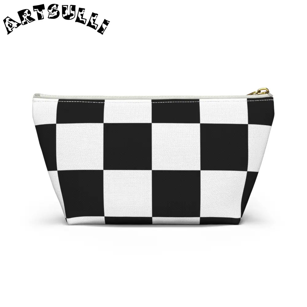 JAKKOUTTHEBXX Checkerboard Black and White Accessory Pouch w