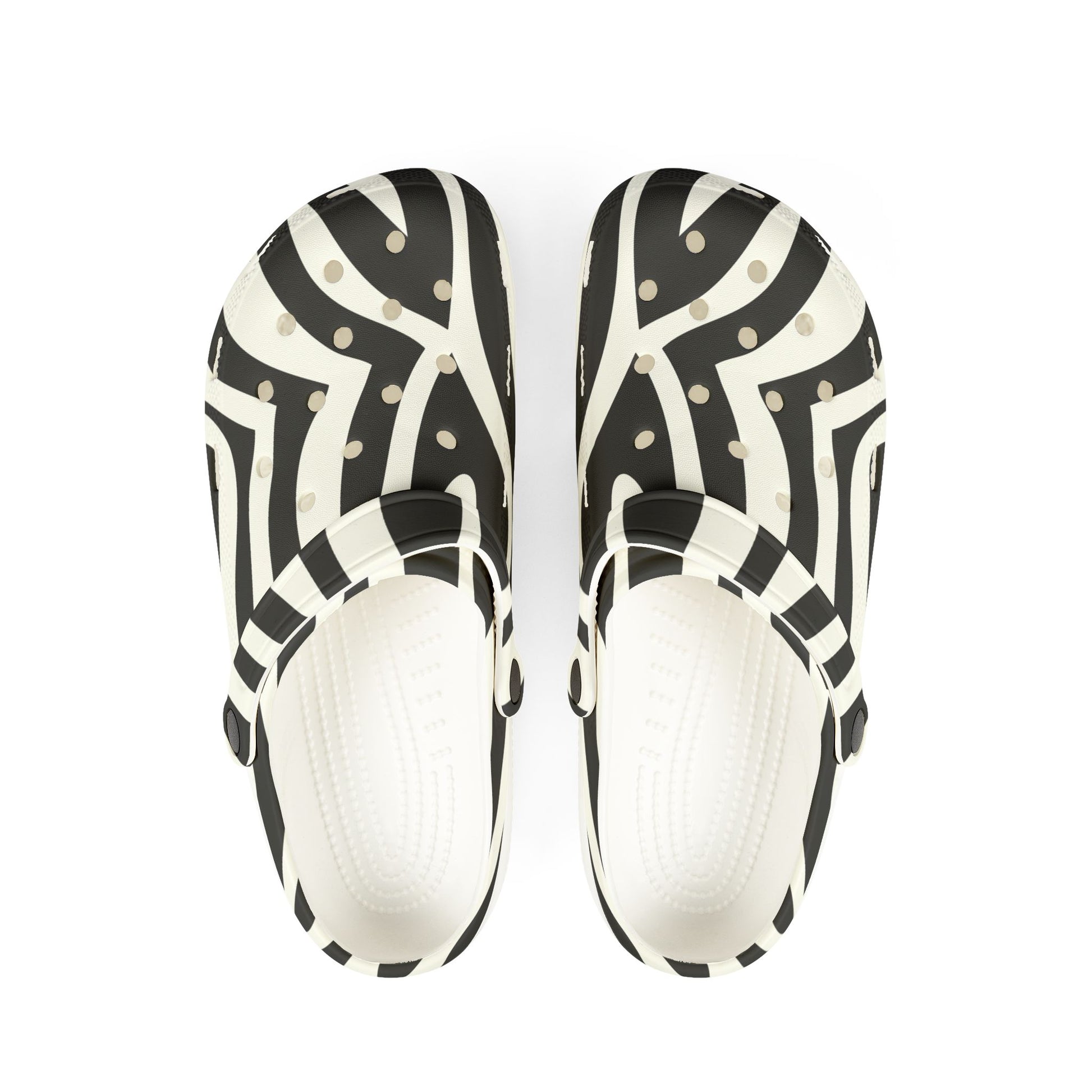 Melting Zebra Stripes Black and White EVA Foam Rubber Shoes (AOP), Artsulli - Art is Long, Life is Short, Shoes, Size, US 6 (Women's), Color, White, , , 69301242404673