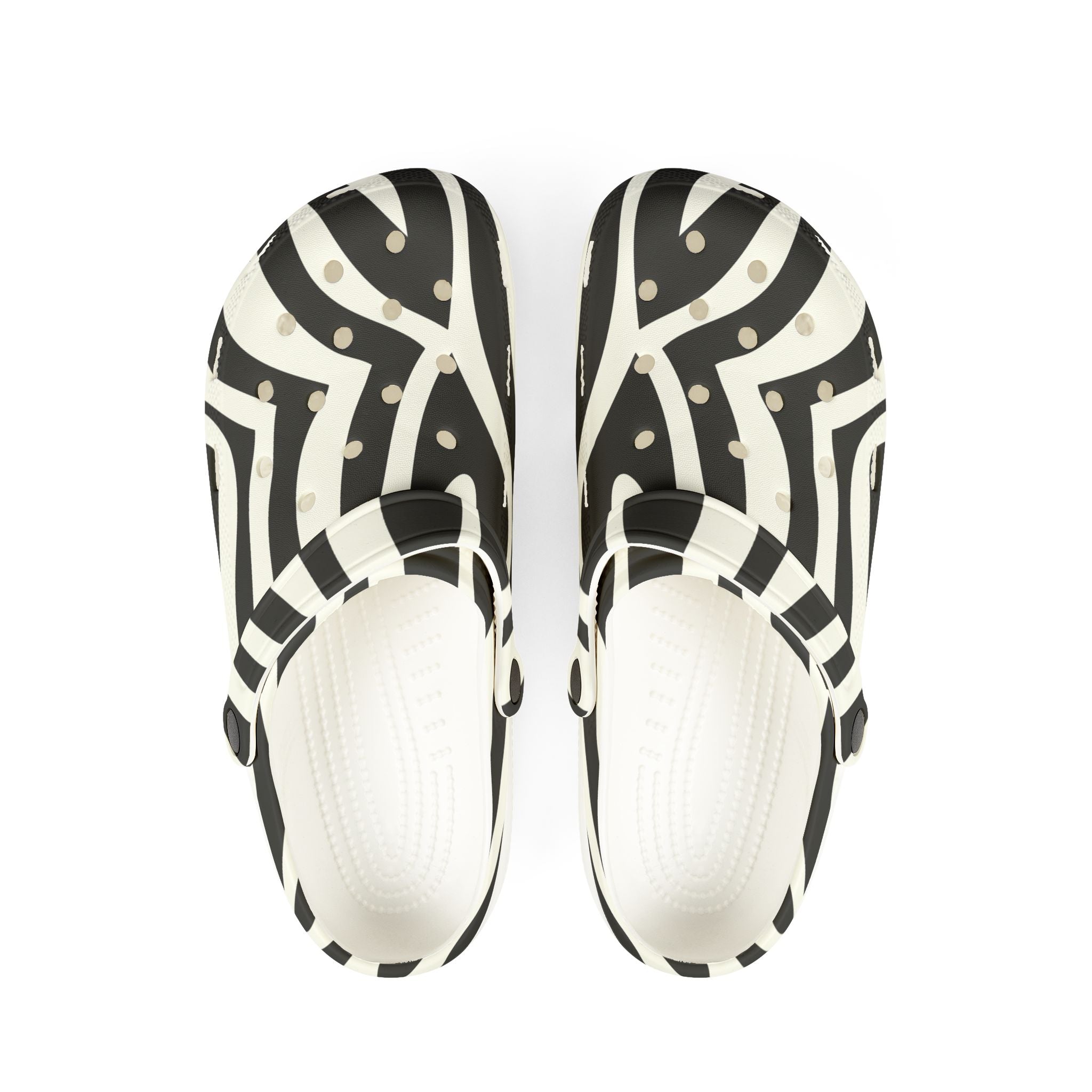 Melting Zebra Stripes Black and White EVA Foam Rubber Shoes (AOP), Artsulli - Art is Long, Life is Short, Shoes, Size, US 6 (Women's), Color, White, , , 69301242404673