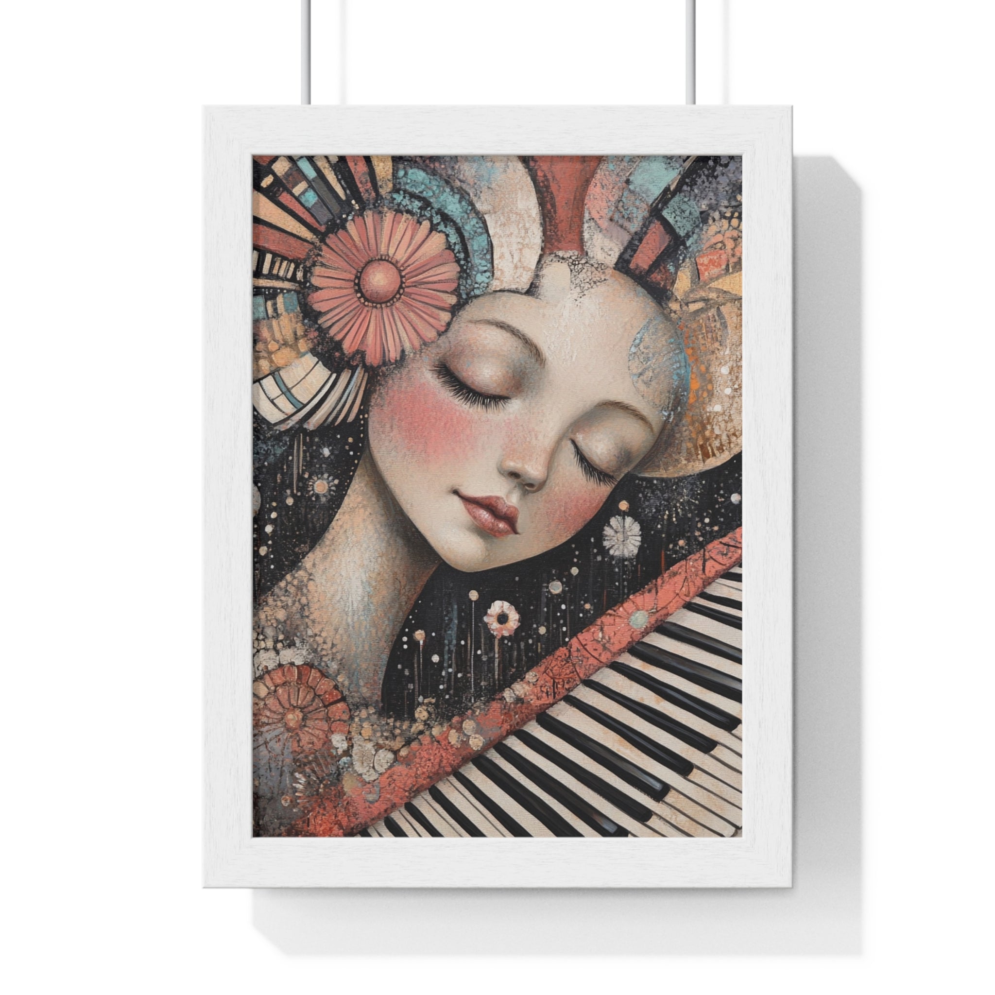 Queen Of Piano Dreams Vertical Framed Poster, Artsulli - Art is Long, Life is Short, Poster, Size, 8" x 11", Color, White, , , 20889164474923211723