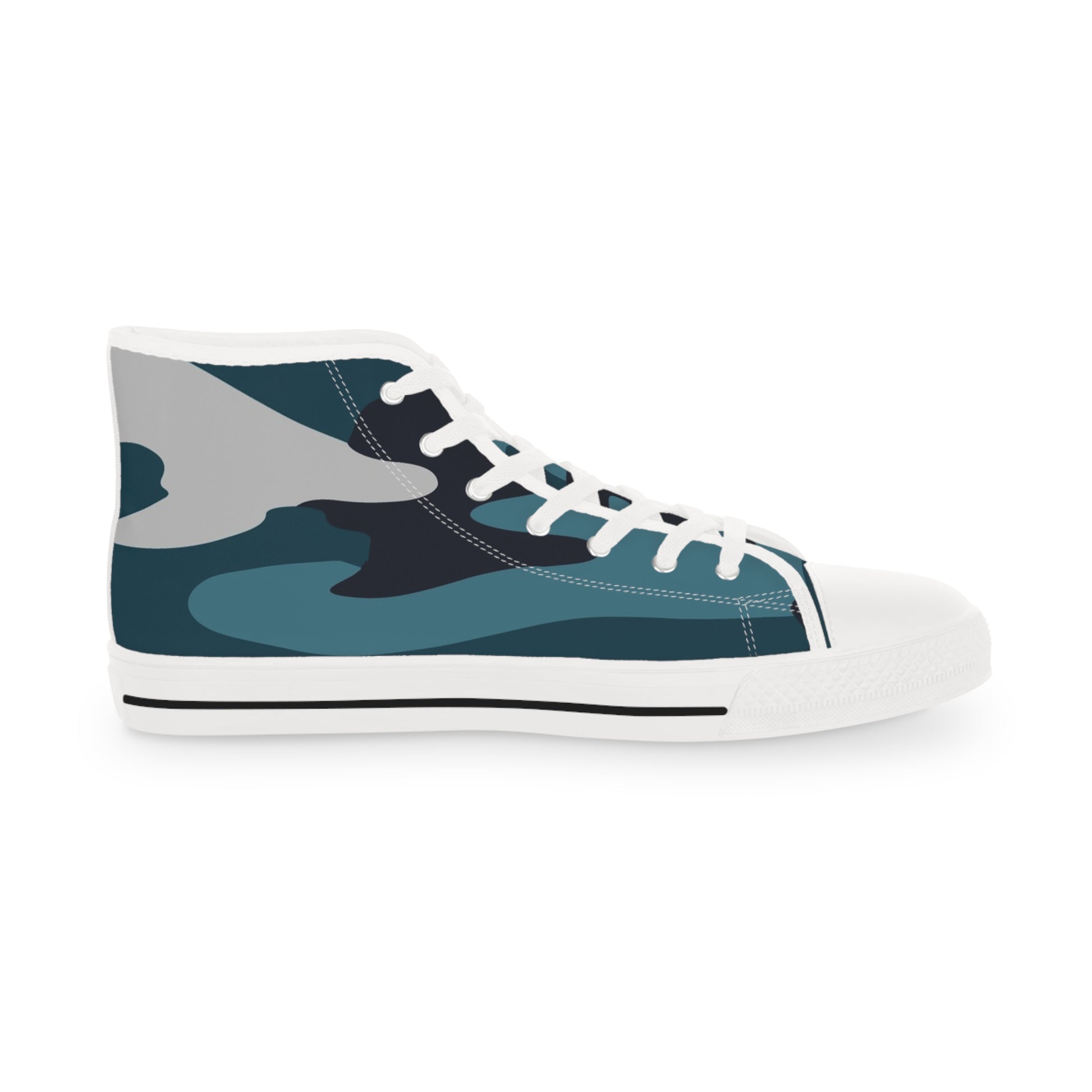 Blue Camouflage Men's High Top Sneakers, Artsulli - Art is Long, Life is Short, Shoes, , , , , , , 