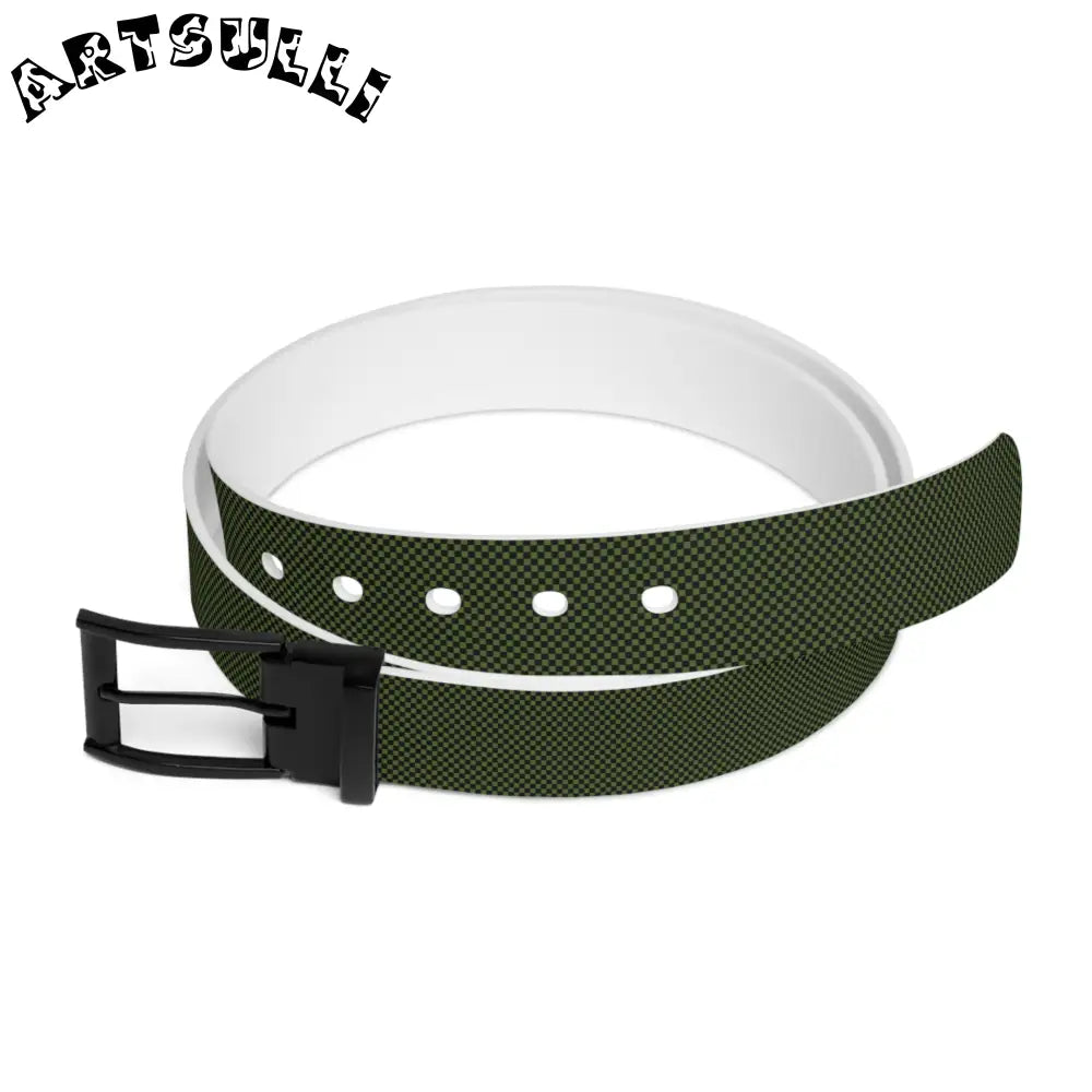 JAKKOUTTHEBXX Checkerboard Olive Green and Black Belt JAKKOUTTHEBXX