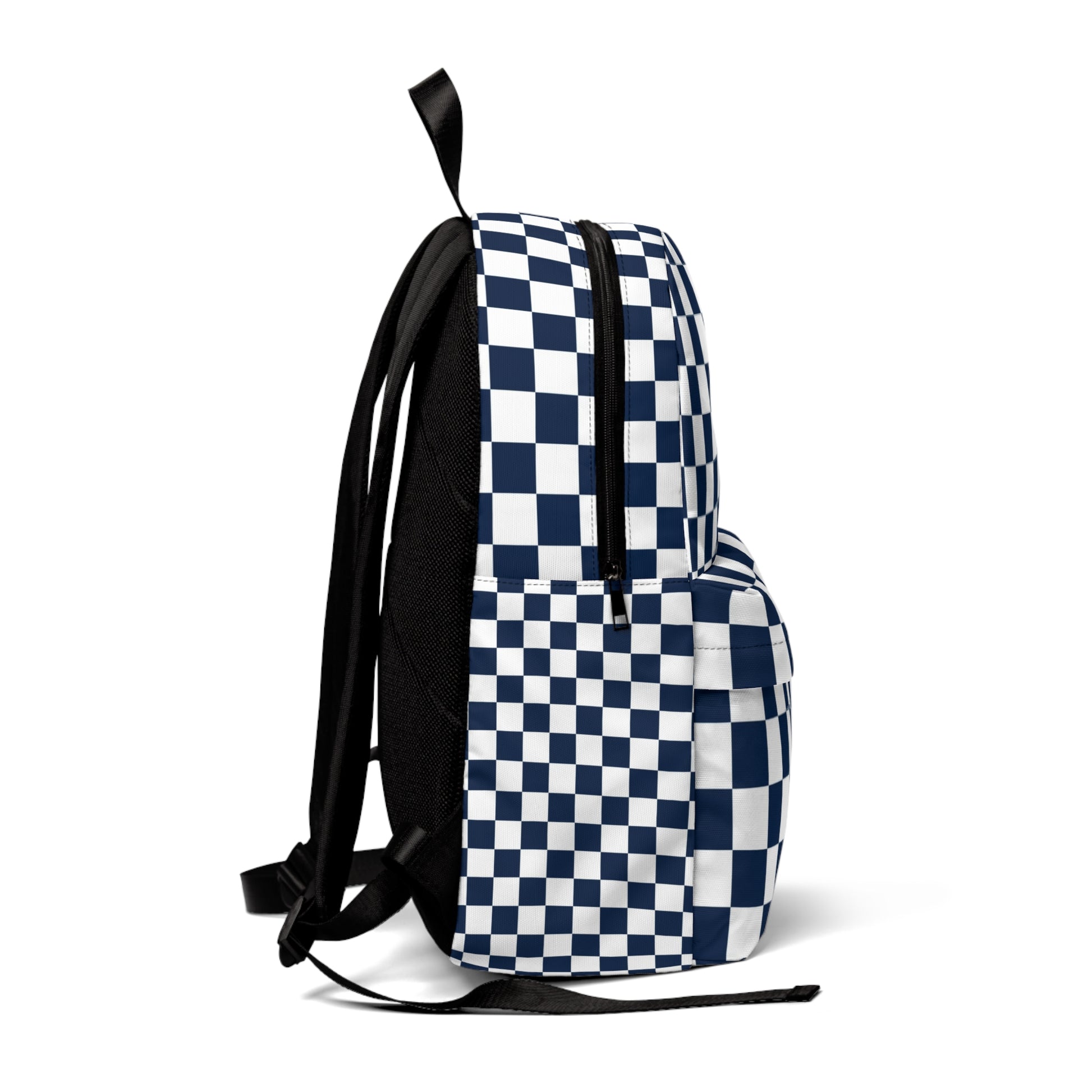 Checkerboard White and Navy Blue Unisex Classic Backpack, Artsulli - Art is Long, Life is Short, Bags, , , , , , , 