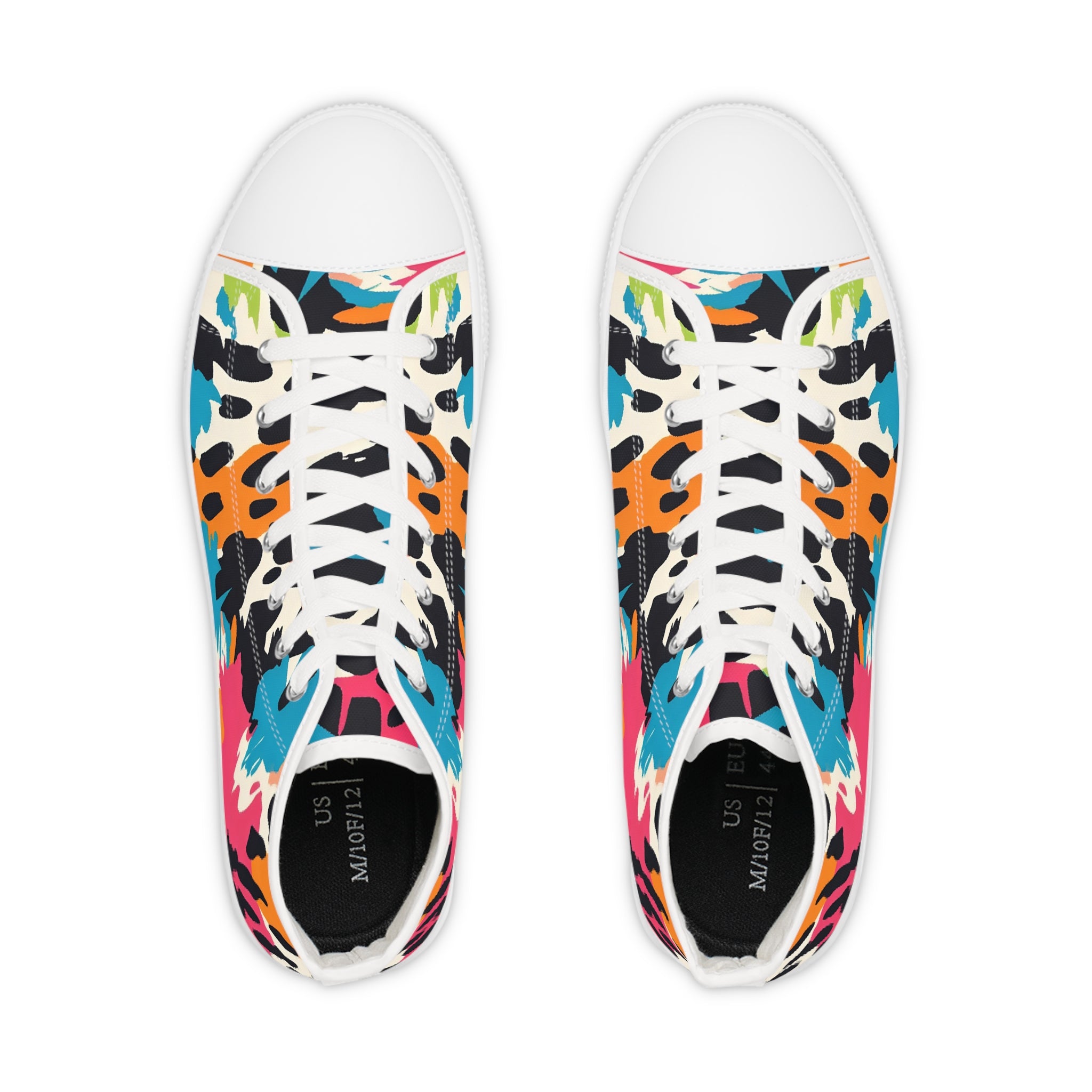 Wild Brush Strokes x Animal Print Multi-Color Men's High Top Sneakers, Artsulli - Art is Long, Life is Short, Shoes, , , , , , , 